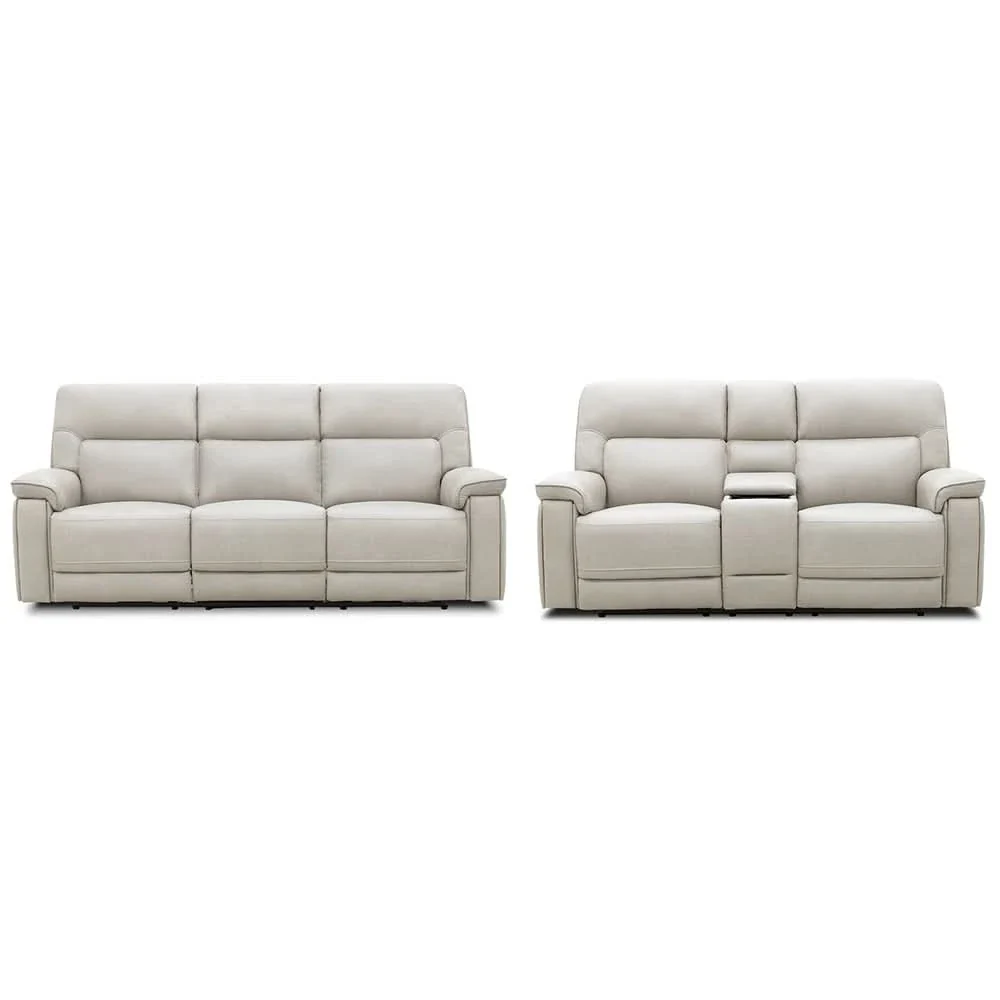 Moto Motion Apollo Dove Light Gray Power Reclining Living Room Set with Immersive Sound Sofa and Loveseat - Image 6