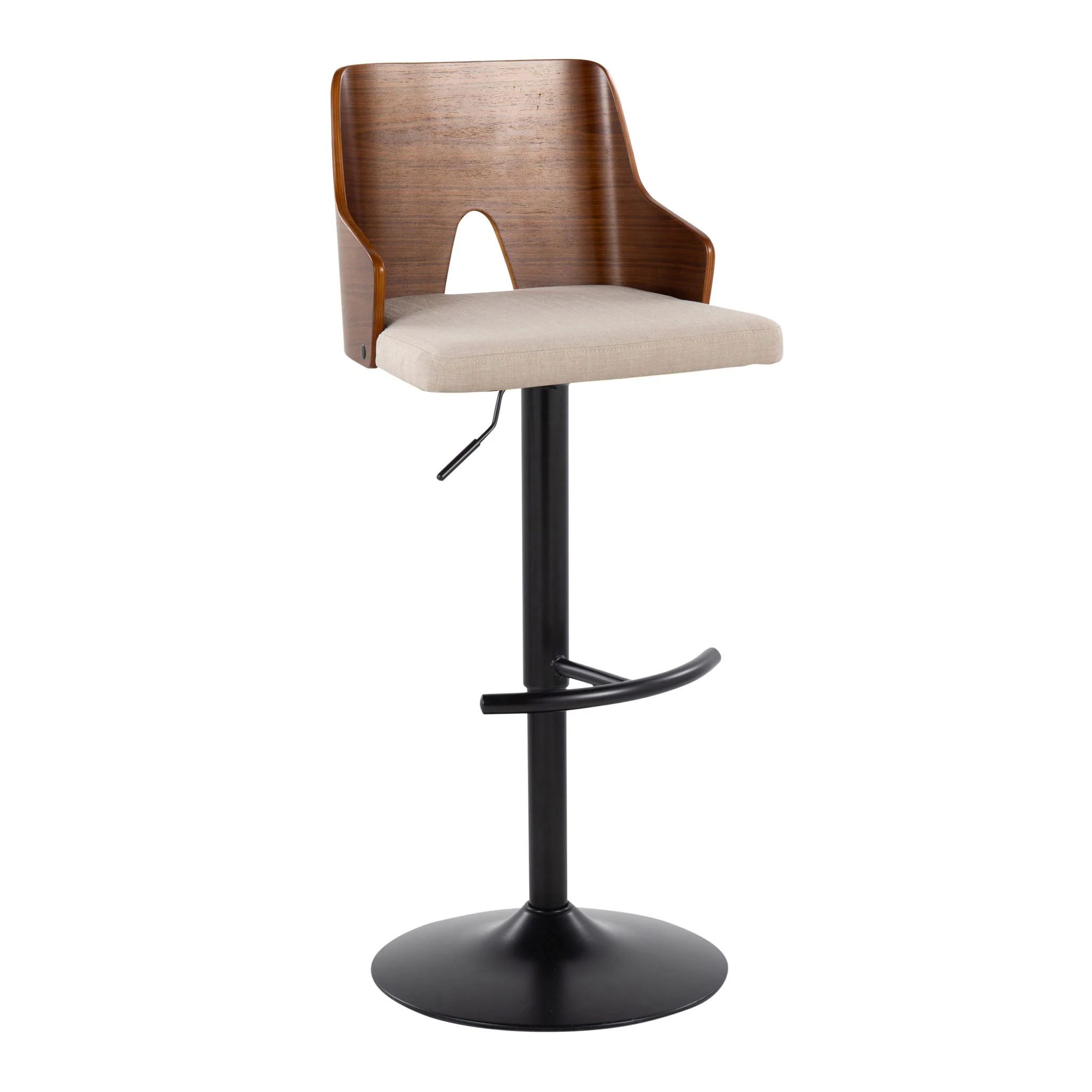 Ariana - Mid Century Modern Adjustable Barstool Stool With Swivel With Rounded T Footrest (Set of 2) - Image 8