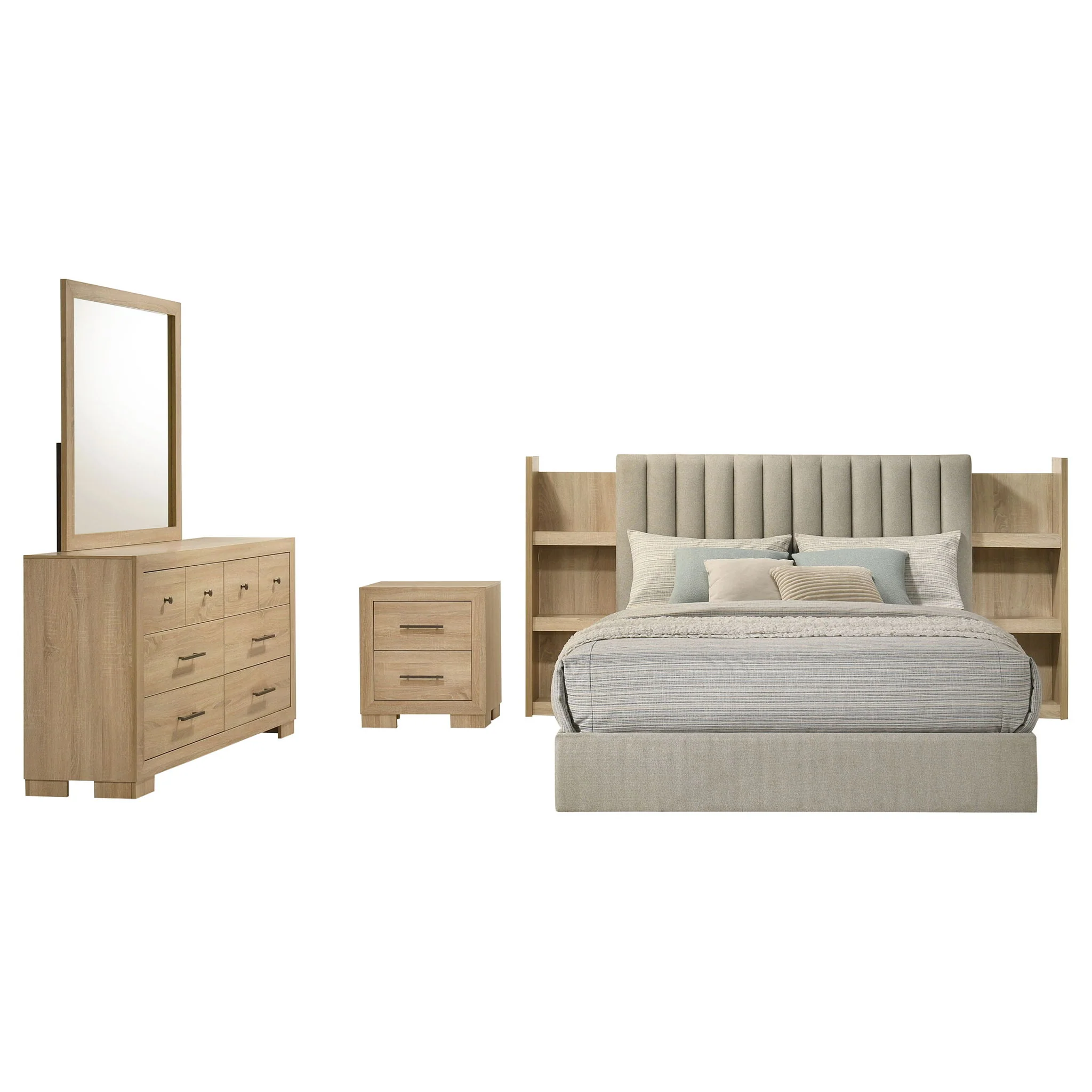 Arielle 4-piece Eastern King Bedroom Set Light Oak - Image 3