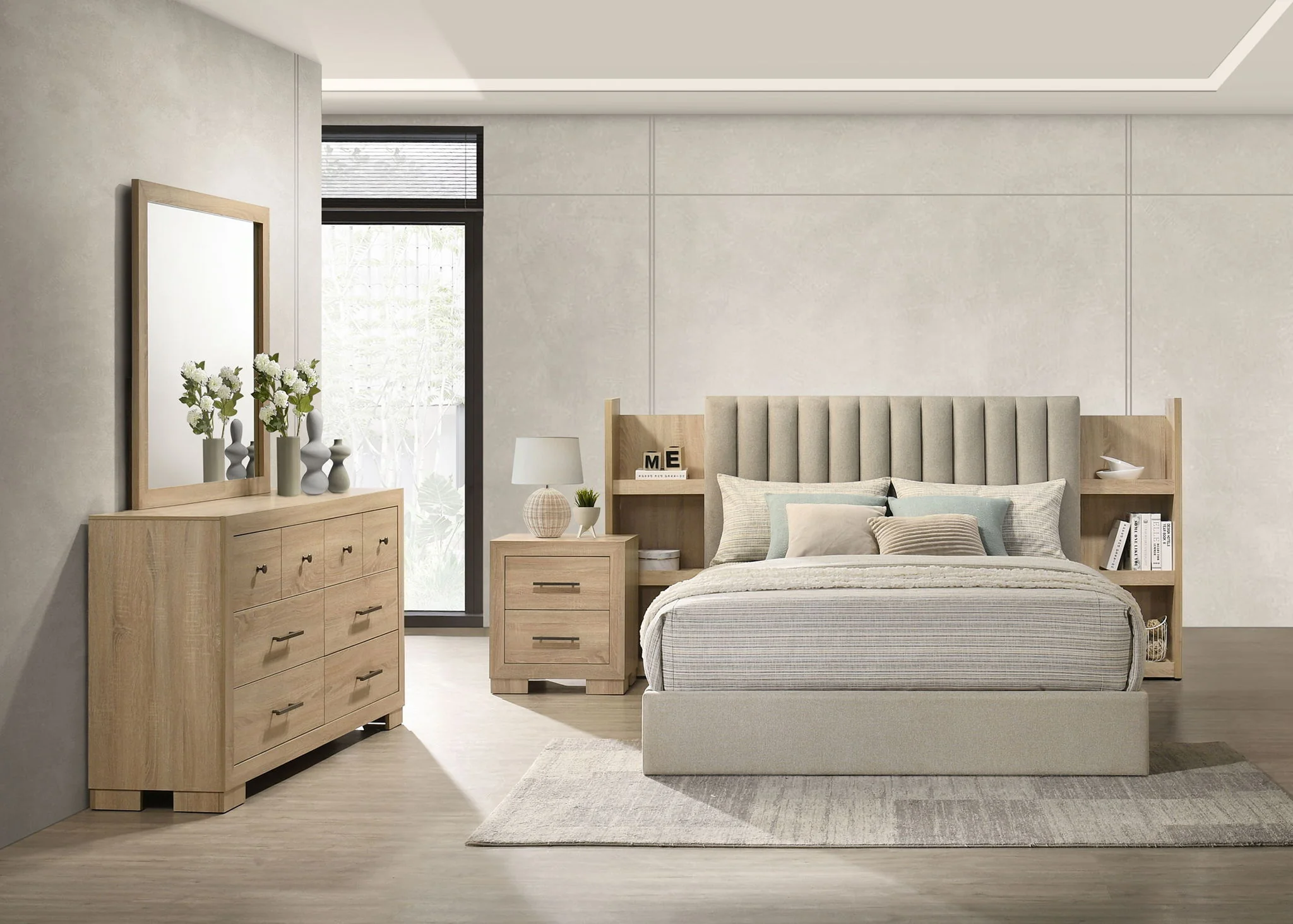 Arielle 4-piece Queen Bedroom Set Light Oak