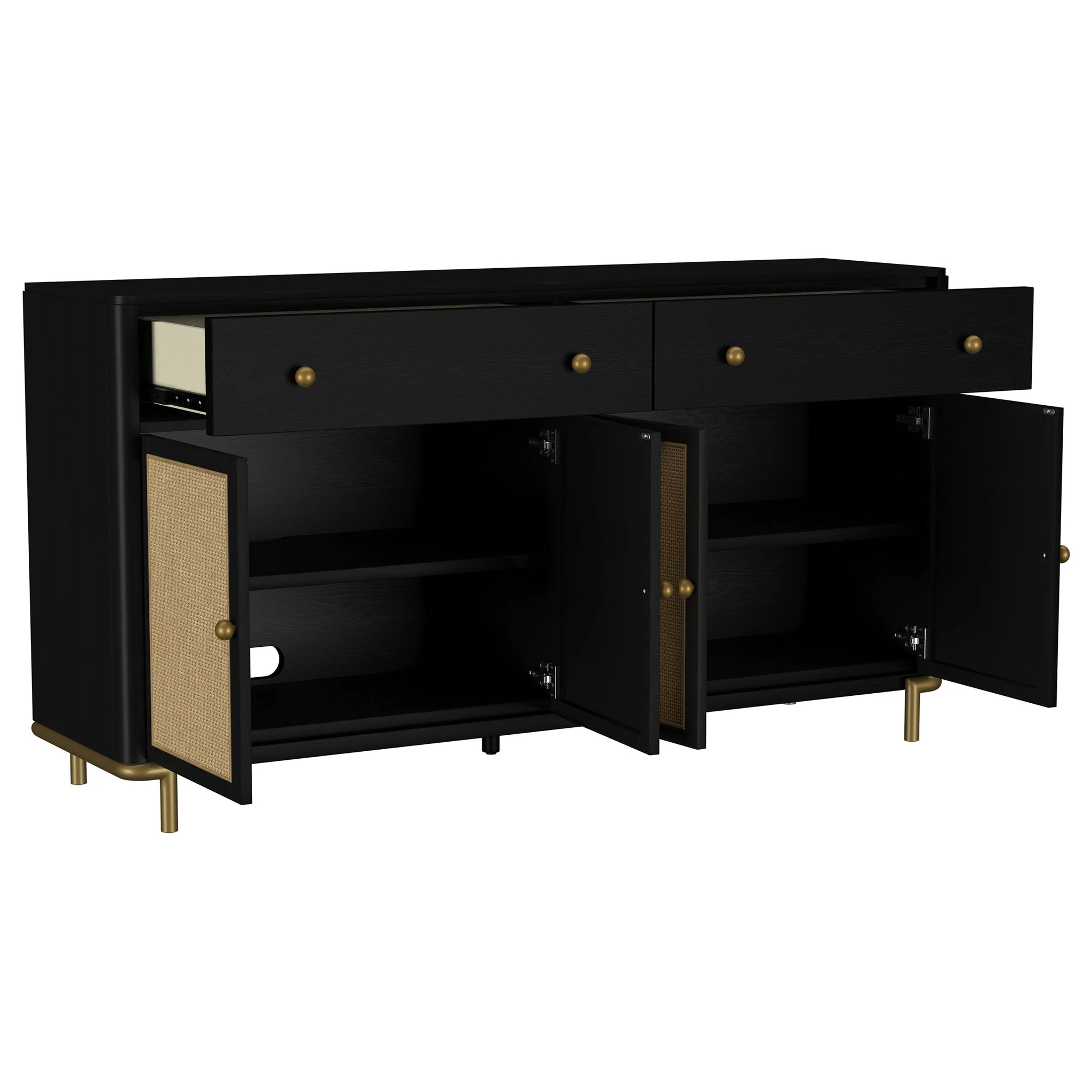 Arini 2-drawer Cane Door Dining Sideboard Server Black - Image 4