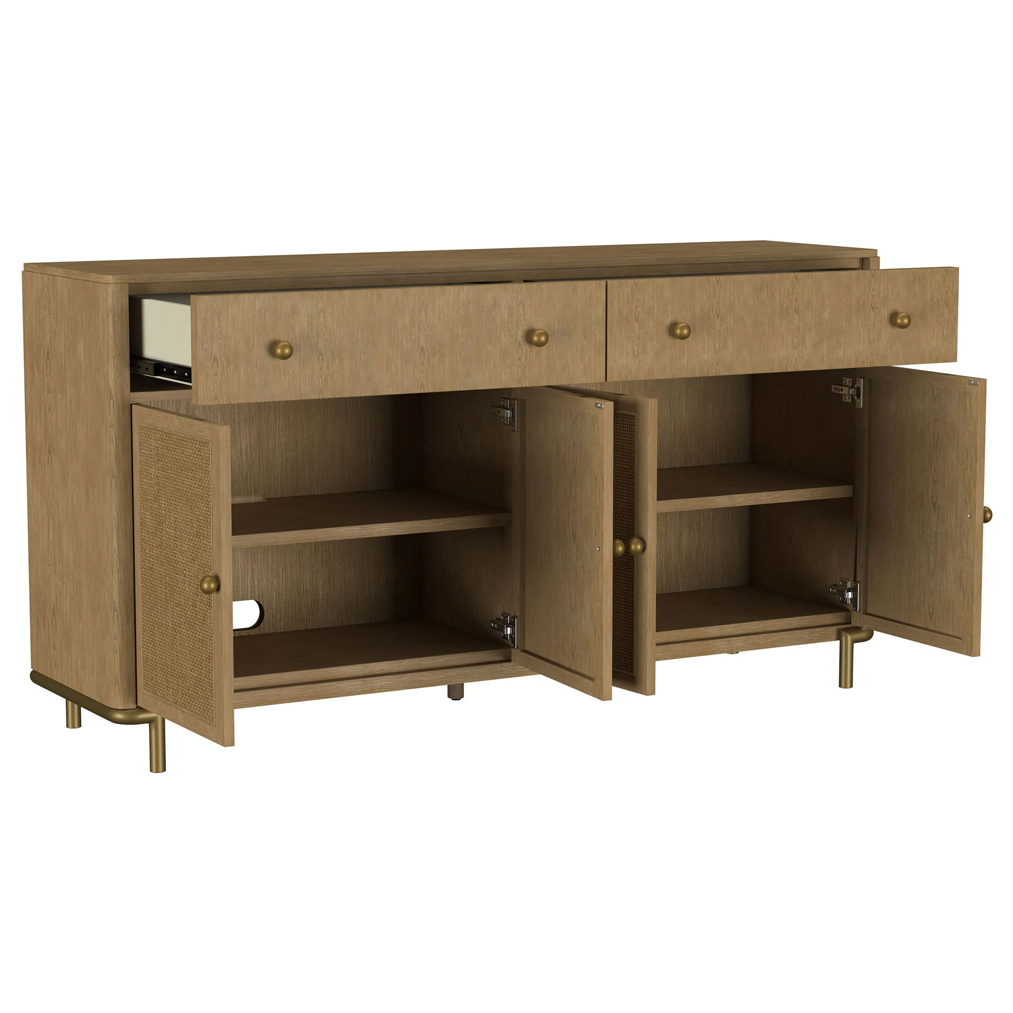 Arini 2-drawer Cane Door Dining Sideboard Server Sand Wash - Image 2