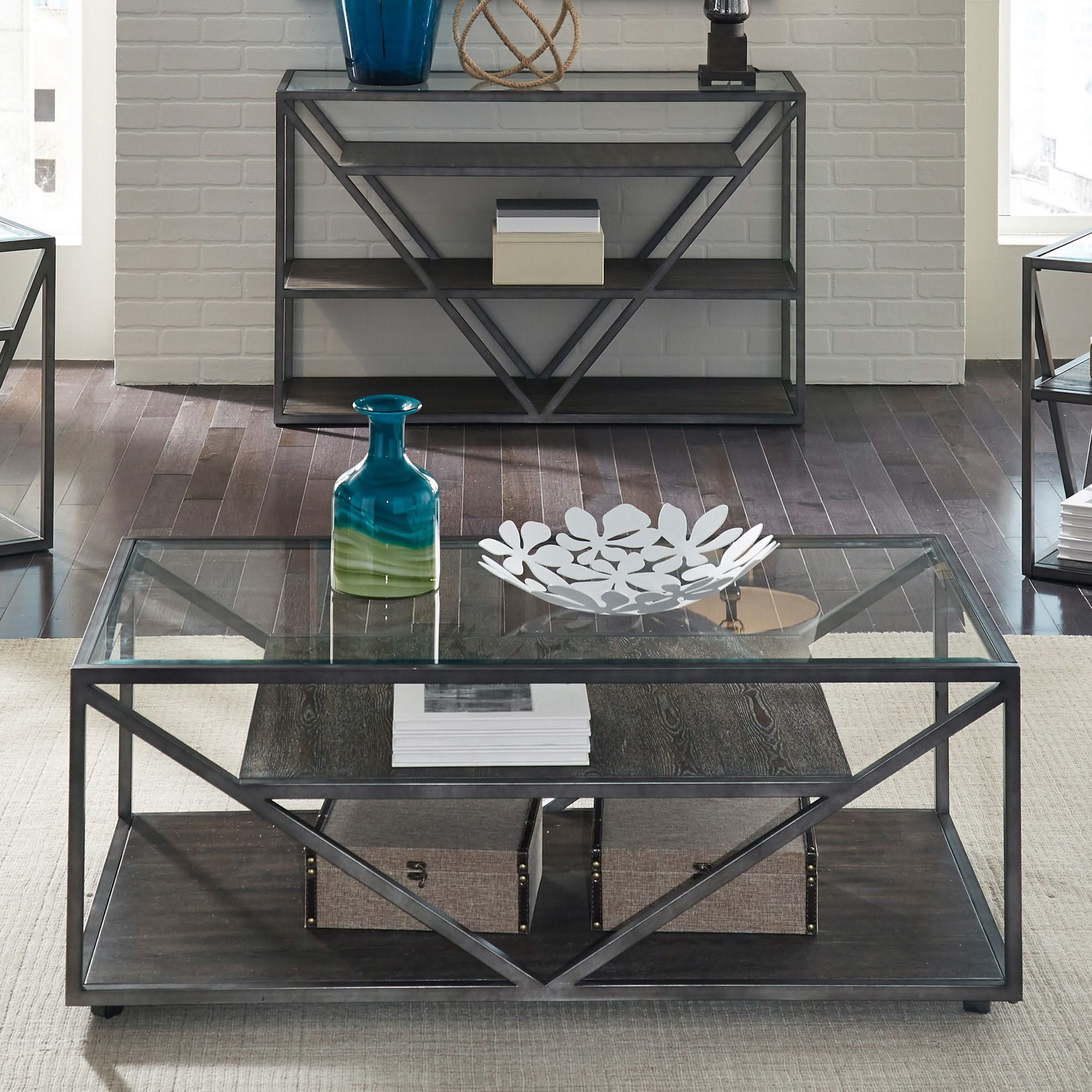 Arista - 3 Piece Table Set (1 Cocktail 2 End Tables) - Cobblestone Brown / Gray Dusty - Image 3