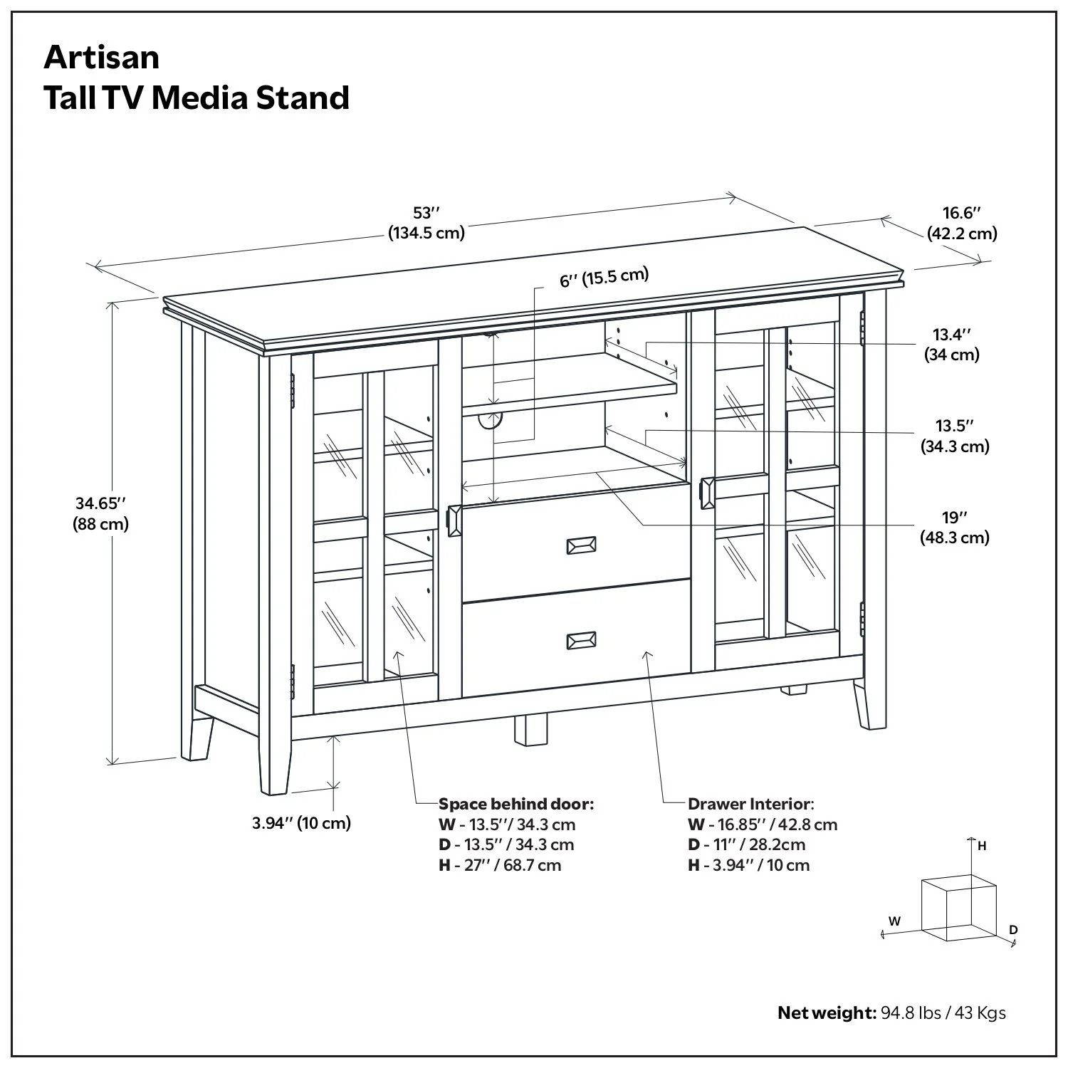 Artisan - Handcrafted, Tall TV Media Stand - Image 7