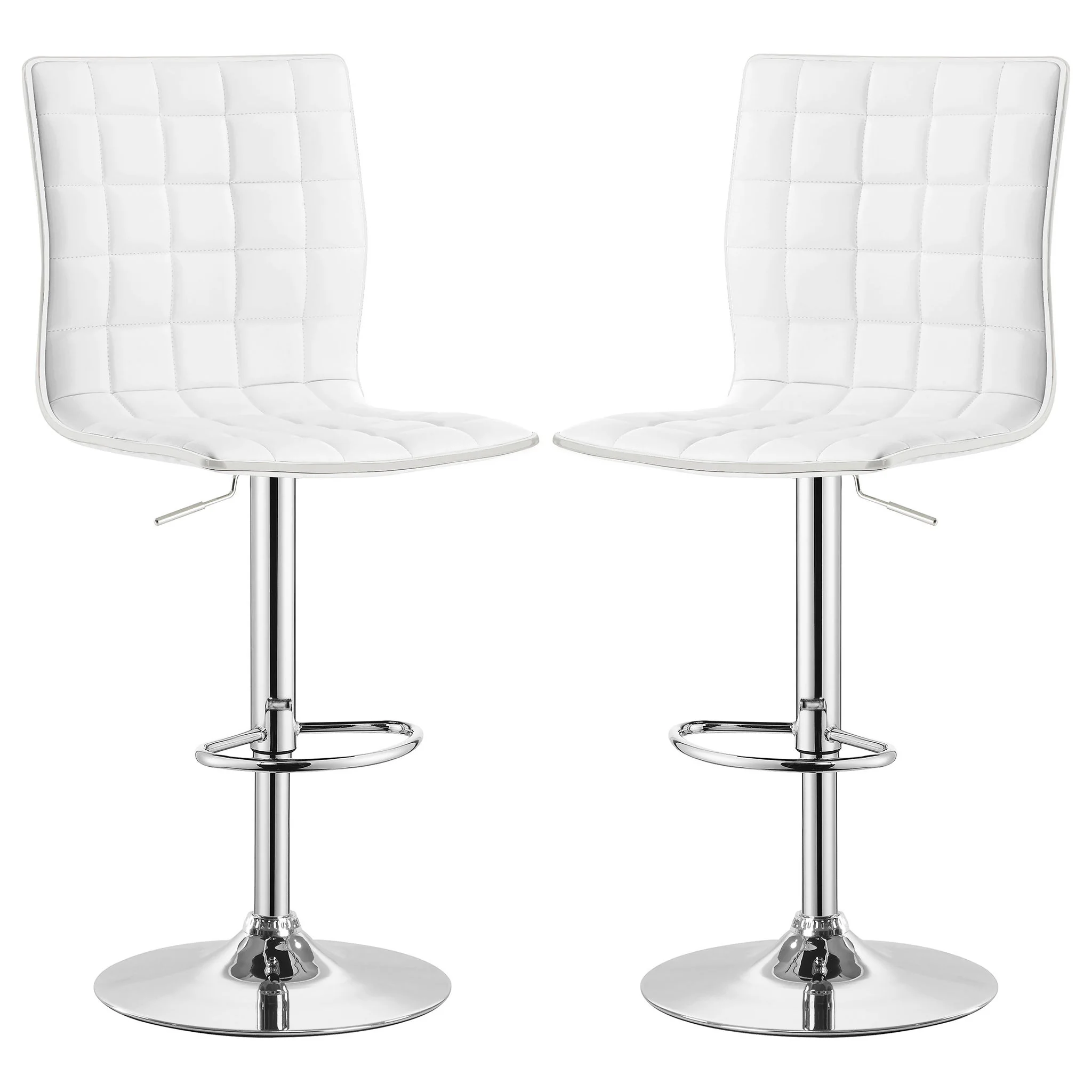 Ashbury Upholstered Adjustable Bar Stool White (Set of 2)