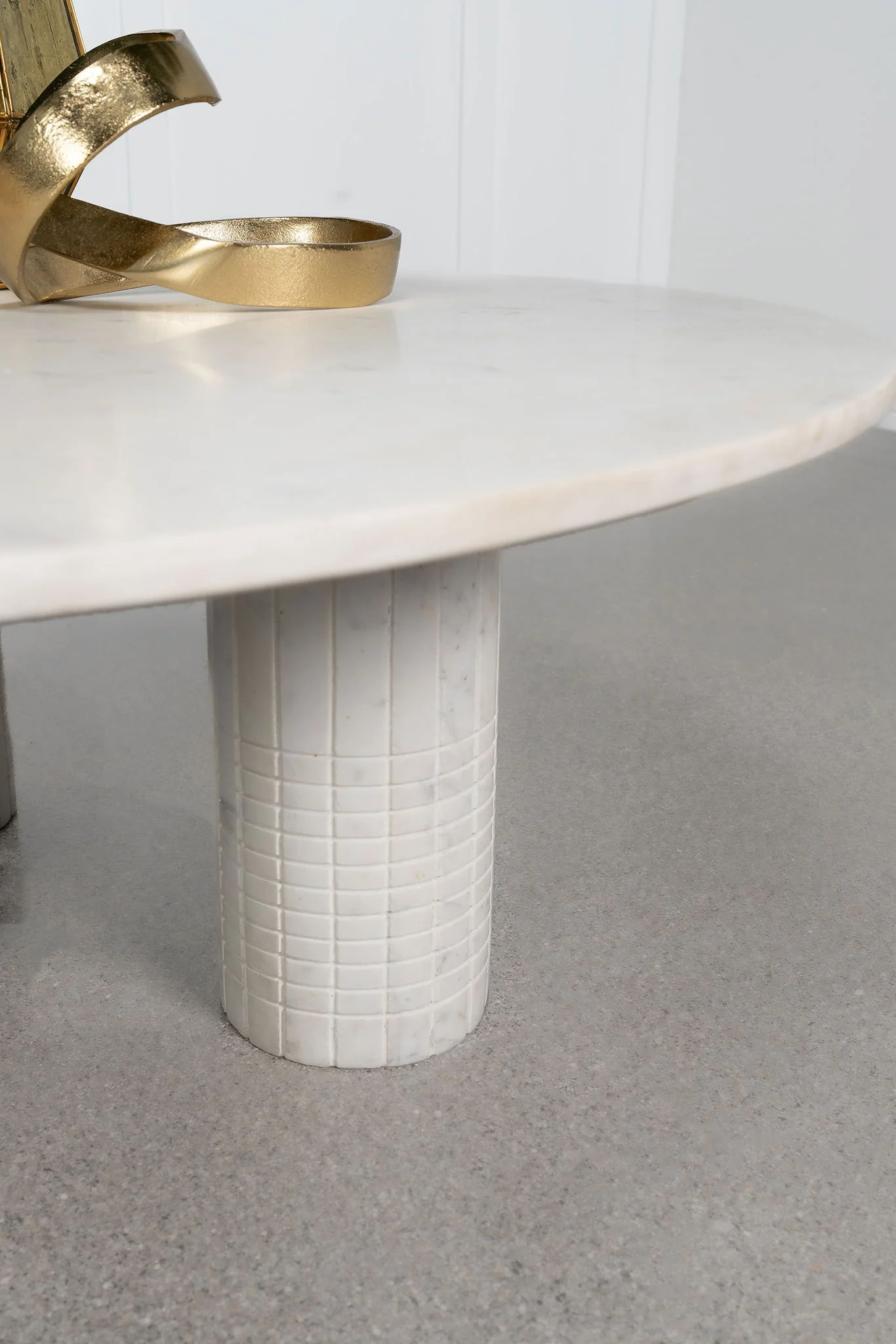 Astoria Round Genuine Marble Coffee Table White - Image 2