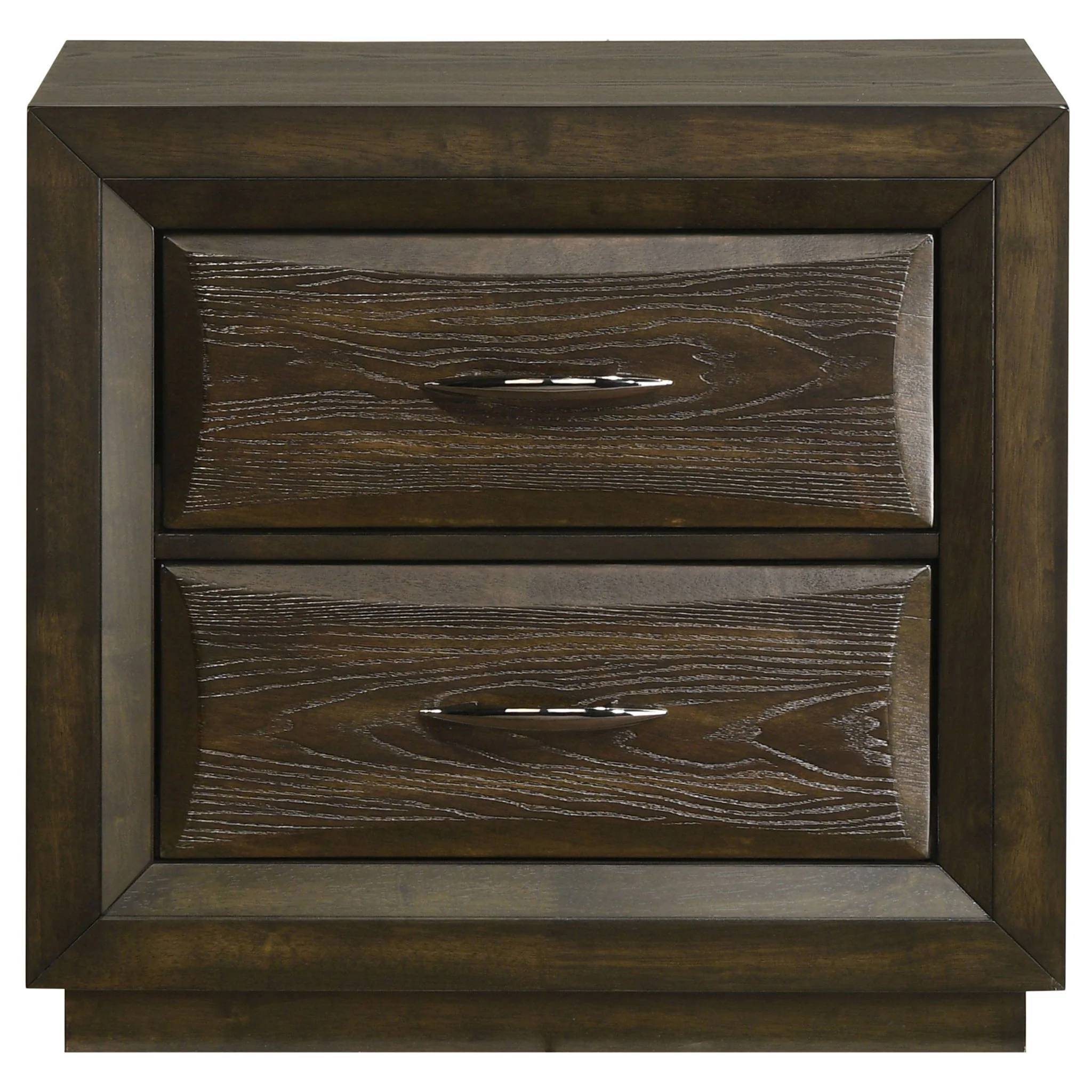 Atlas 2-drawer Bedroom Nightstand Bedside Table Dark Oak - Image 4