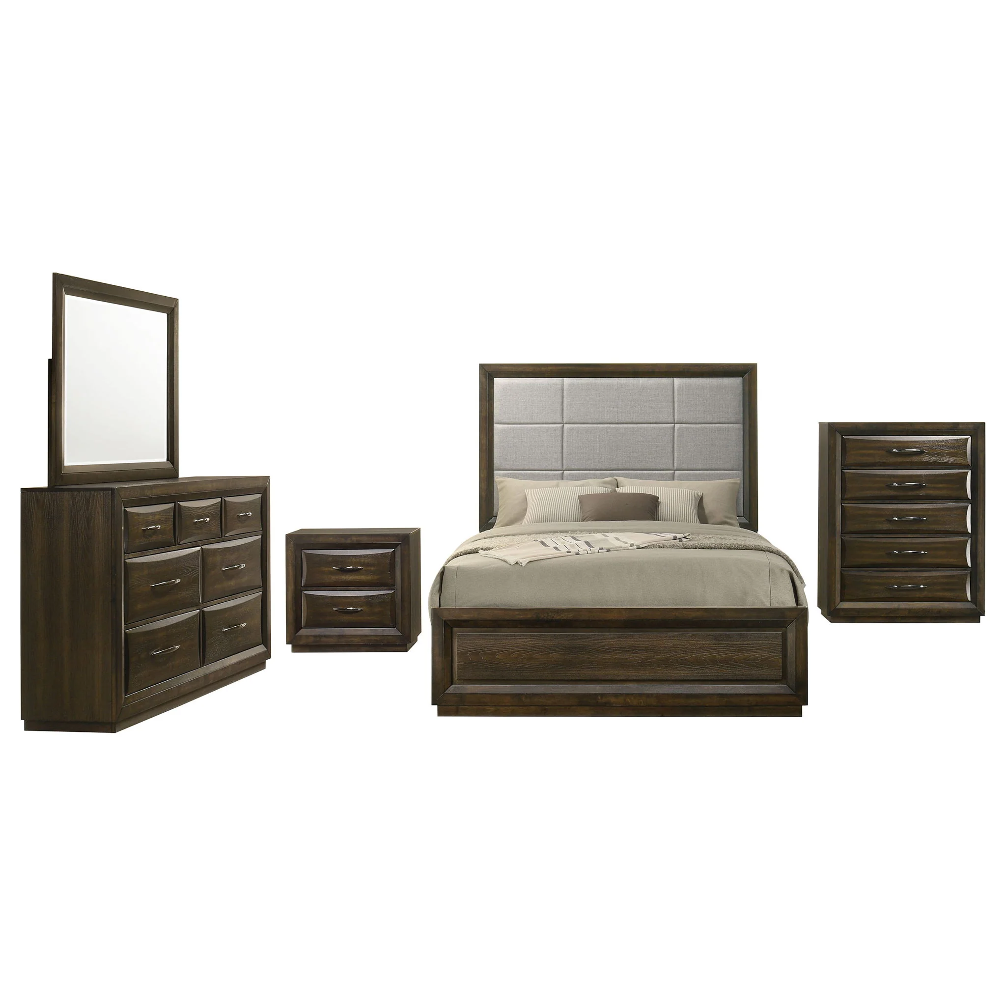 Atlas 5-piece California King Bedroom Set Dark Oak - Image 2