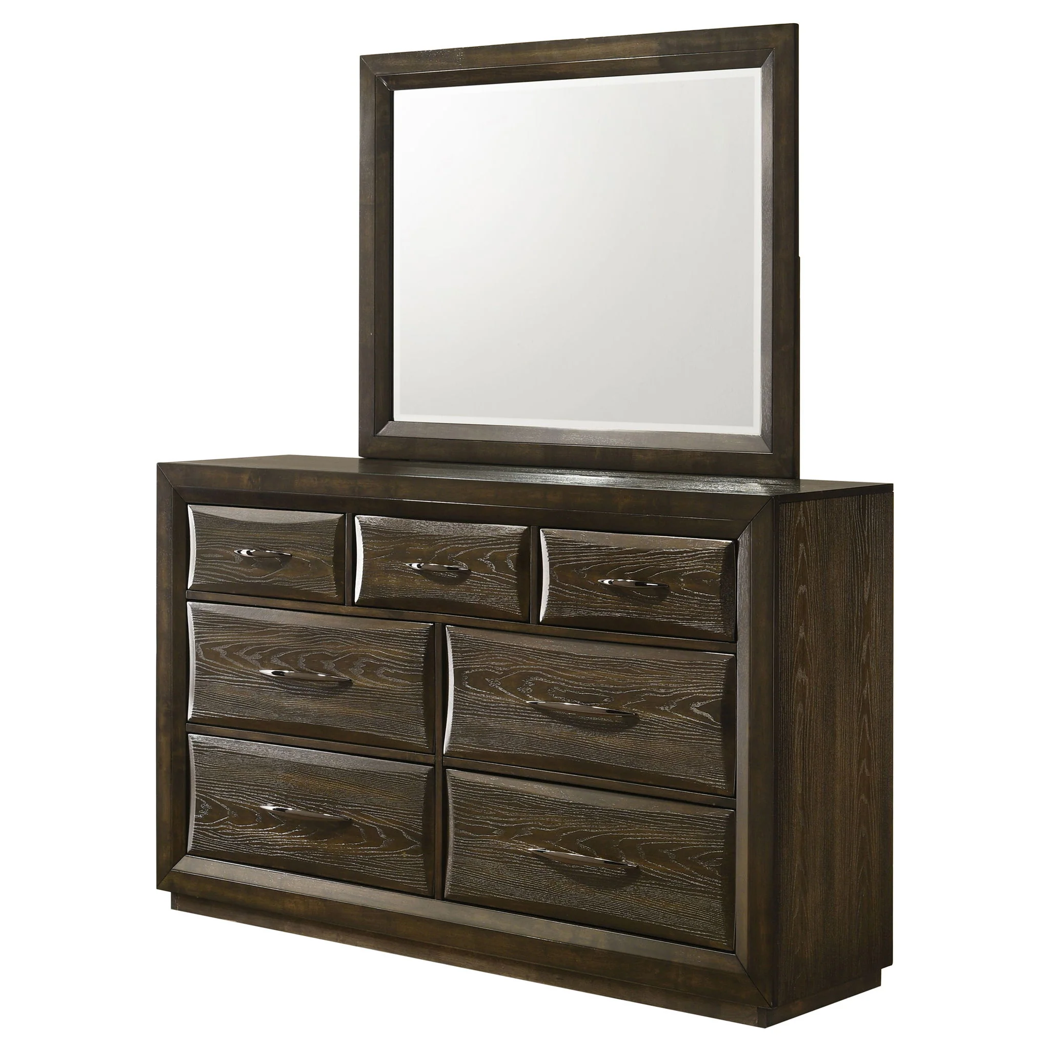 Atlas 7-drawer Bedroom Dresser and Mirror Set Dark Oak - Image 2