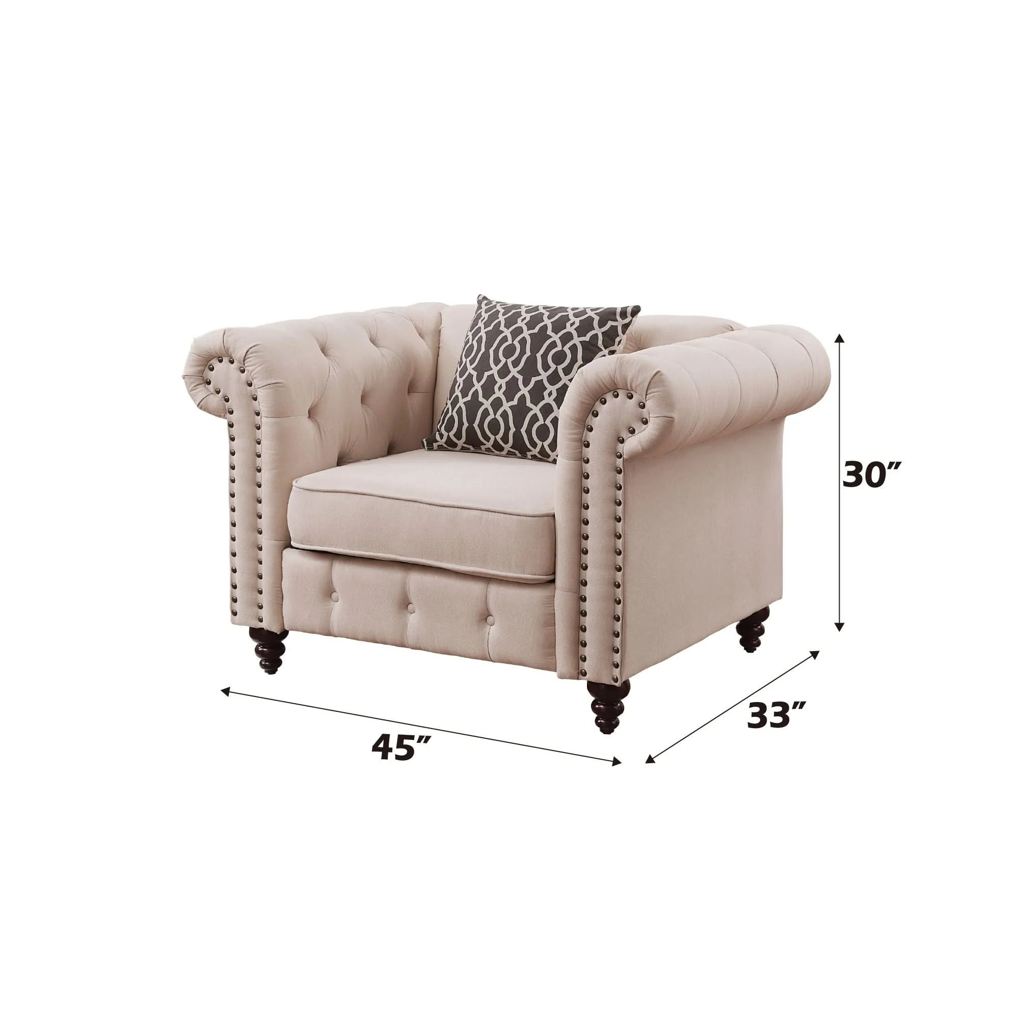 Aurelia - Linen Chair With Pillow - Beige - Image 3