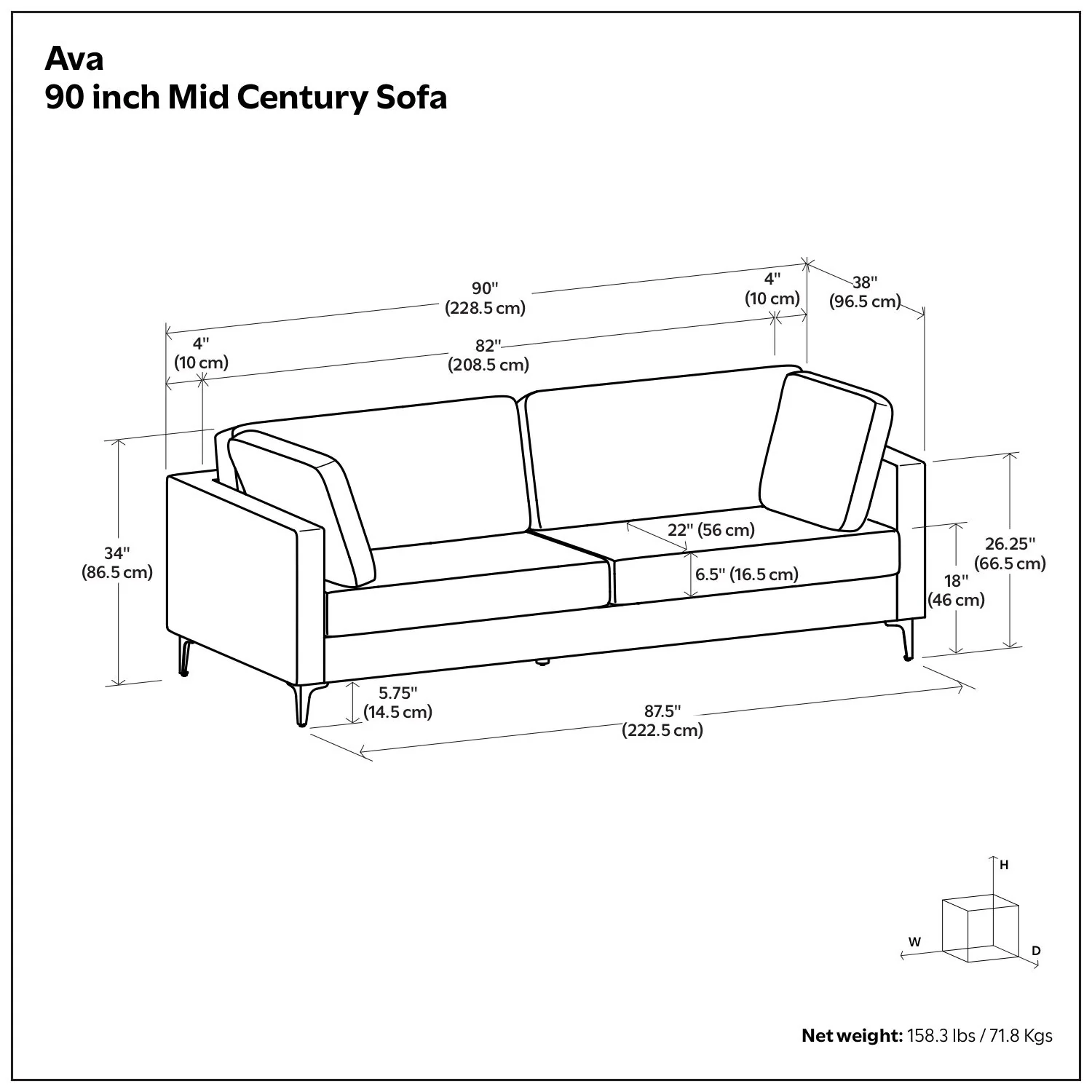 Ava - Mid Century Sofa, Upholstered - Image 15