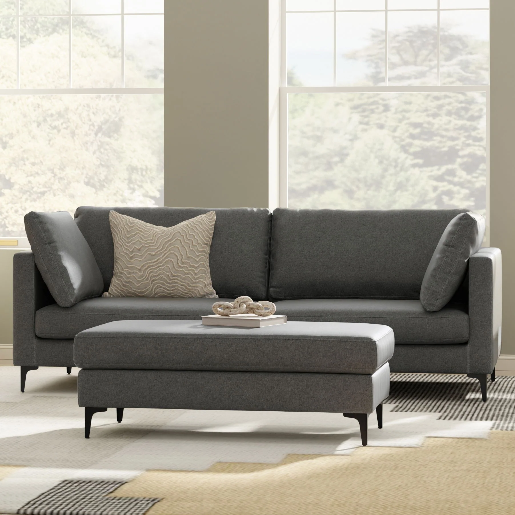 Ava - Mid Century Sofa With Ottoman Set - Image 10