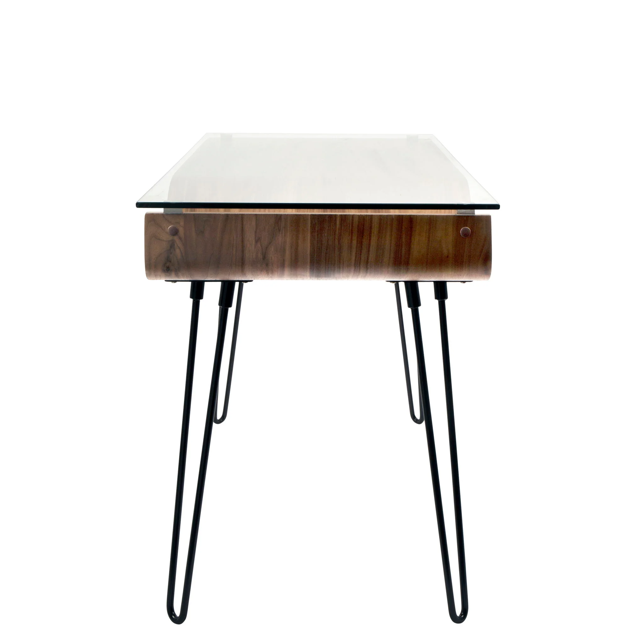 Avery - Mid-Century Modern Desk - Walnut / Clear / Black - Image 2