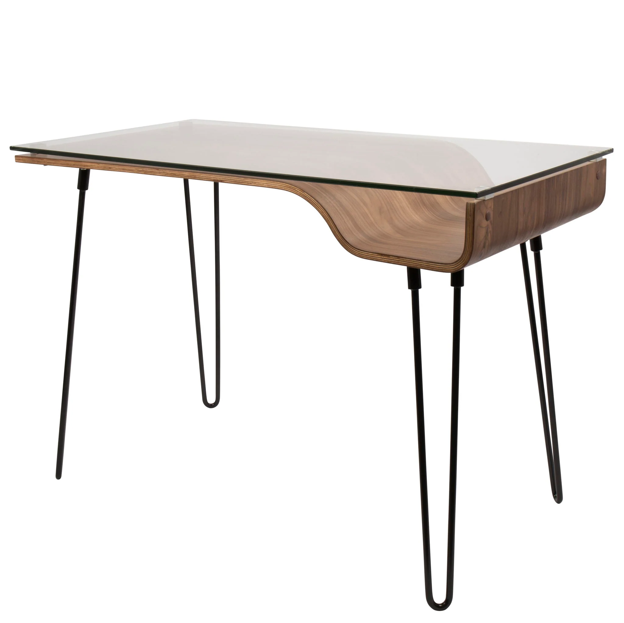 Avery - Mid-Century Modern Desk - Walnut / Clear / Black - Image 3