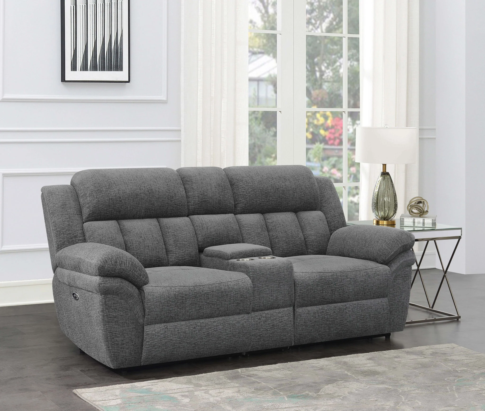 Bahrain Upholstered Power Loveseat Charcoal - Image 4