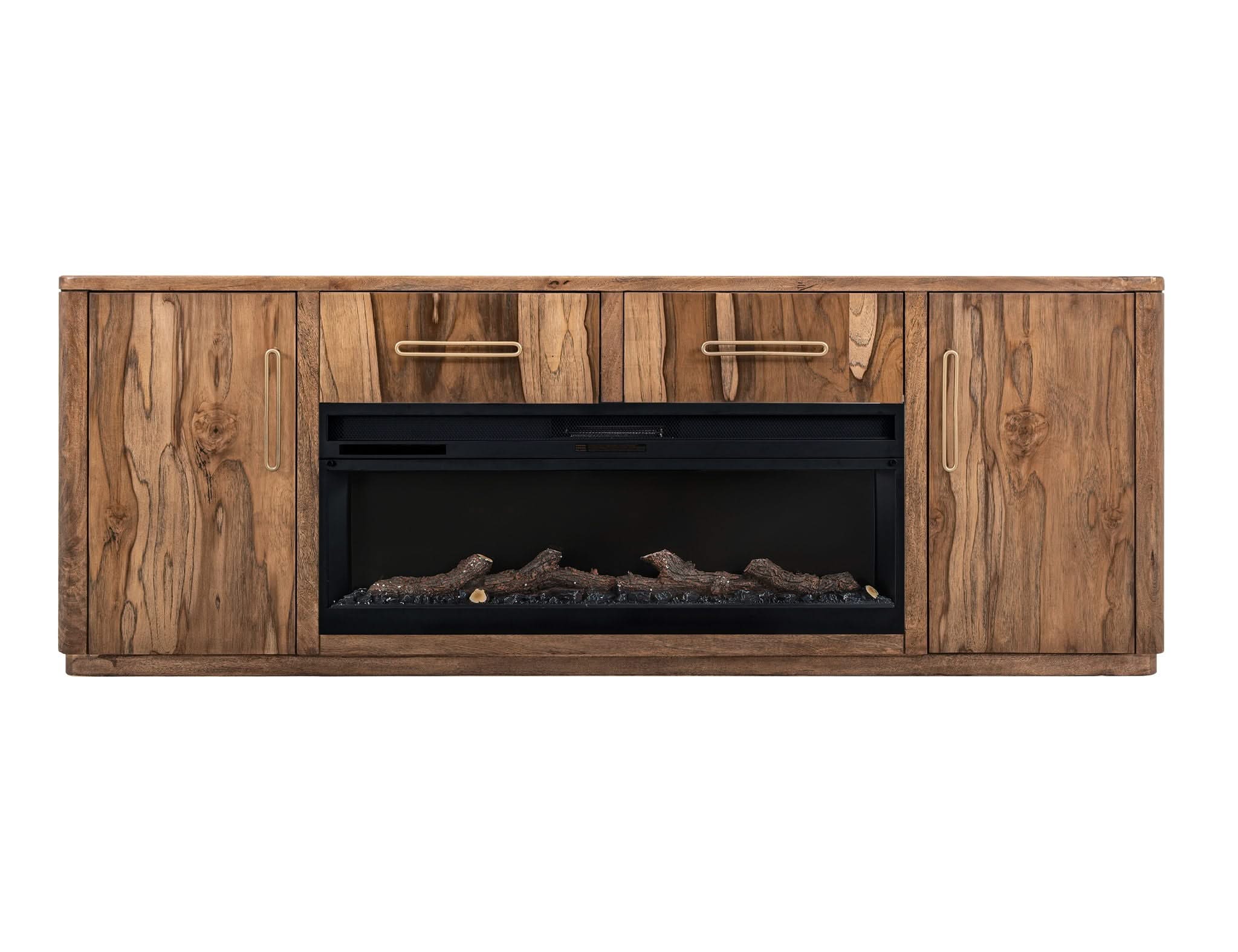 Balam - 80" TV Stand For Fire Place - Light Brown - Image 4
