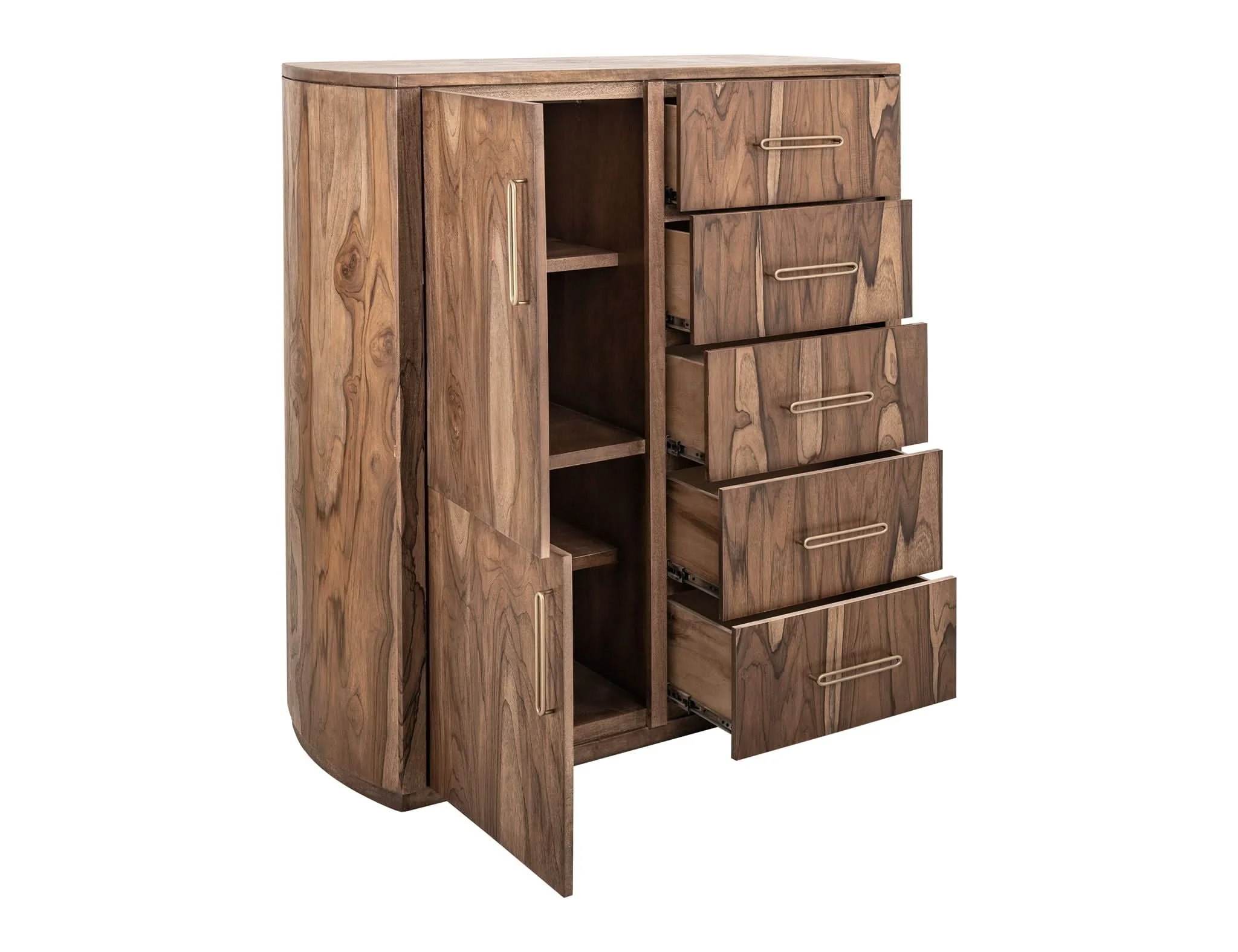 Balam - Gentleman Chest With 5 Drawer & 2 Door - Light Brown - Image 3