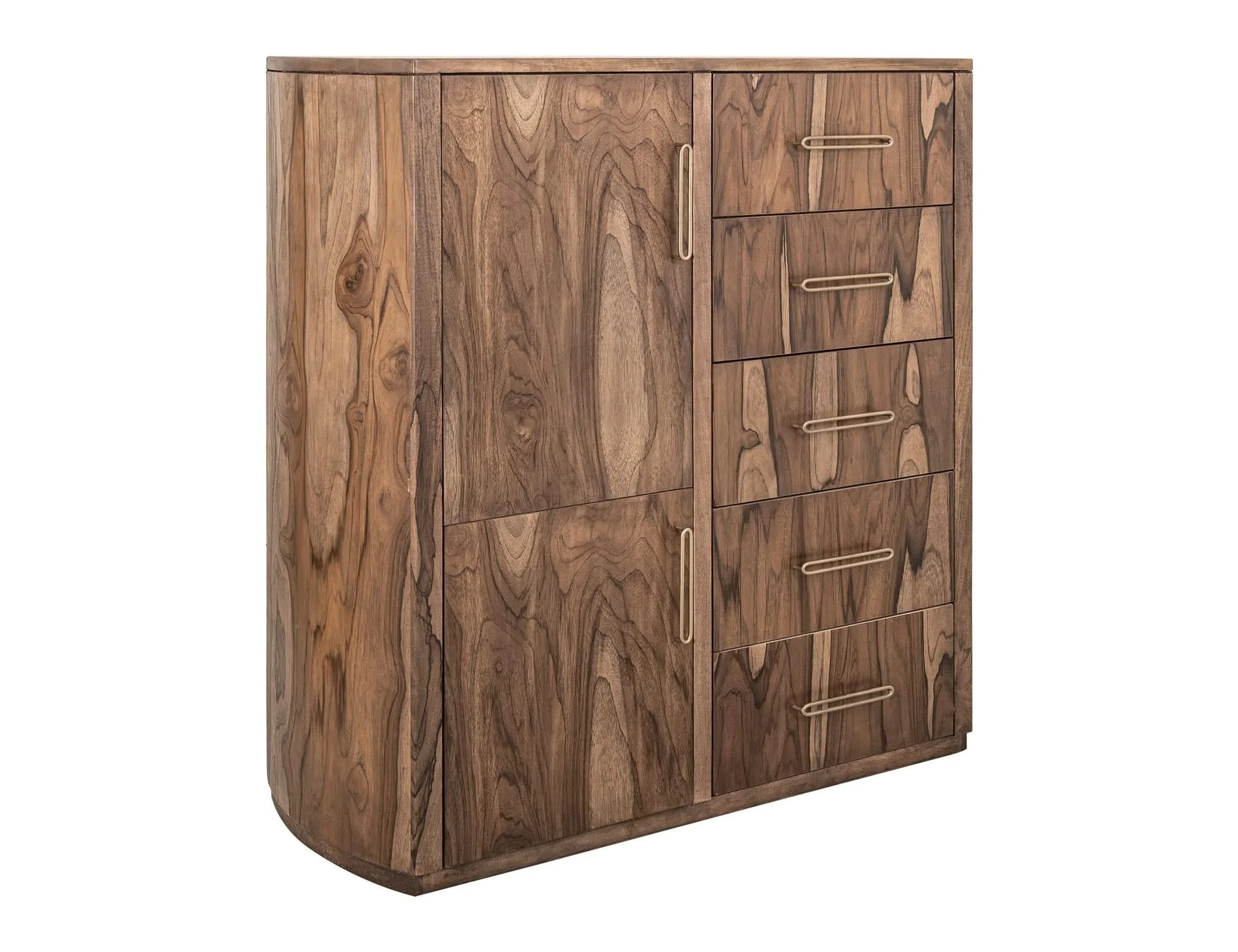 Balam - Gentleman Chest With 5 Drawer & 2 Door - Light Brown - Image 4
