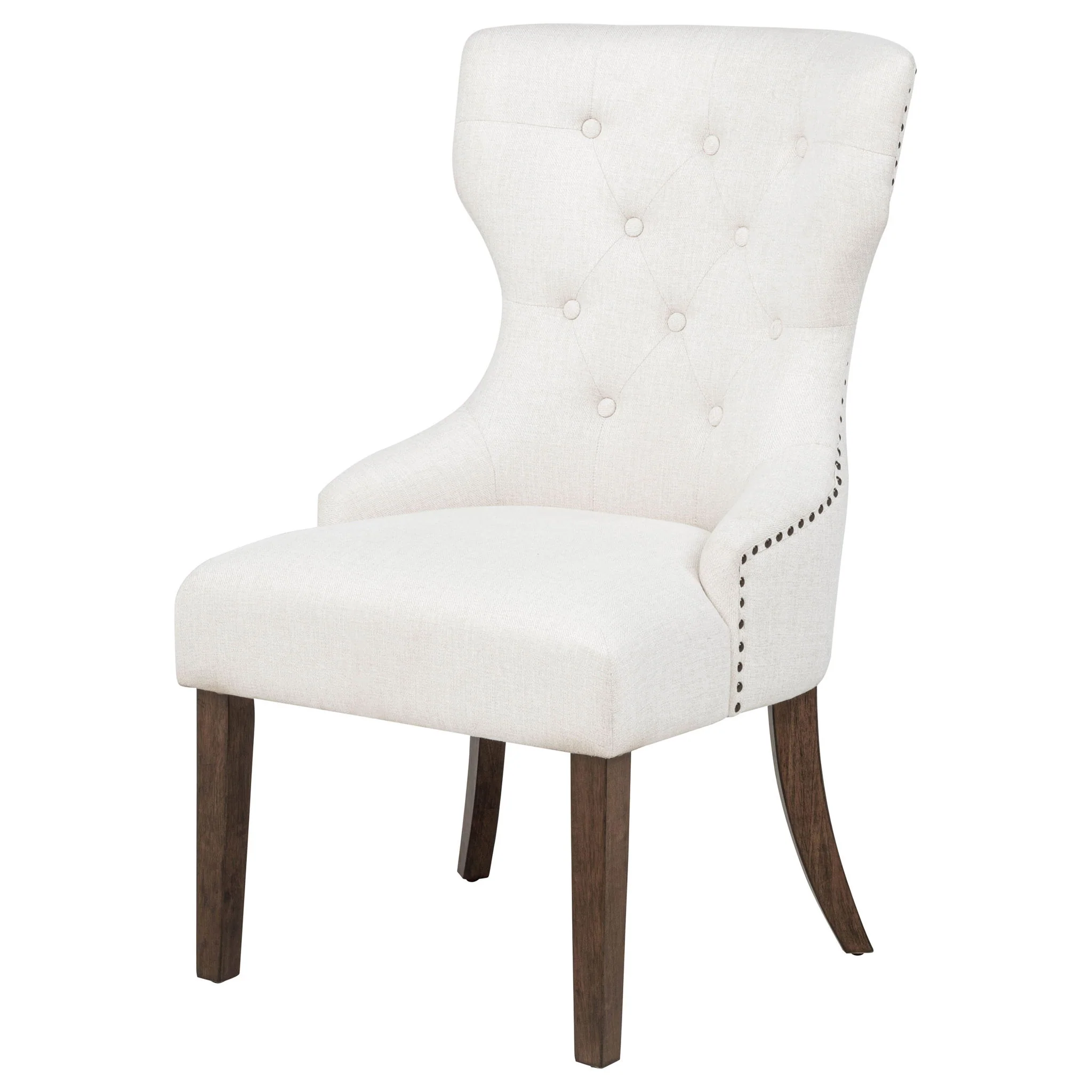 Baney Fabric Upholstered Dining Side Chair Cream and Dark Oak - Image 3