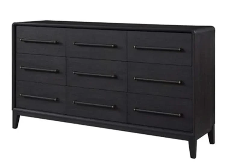 Banyan Waterfall Black 5PC Bedroom Set with Panel Bed and Dresser - Image 7