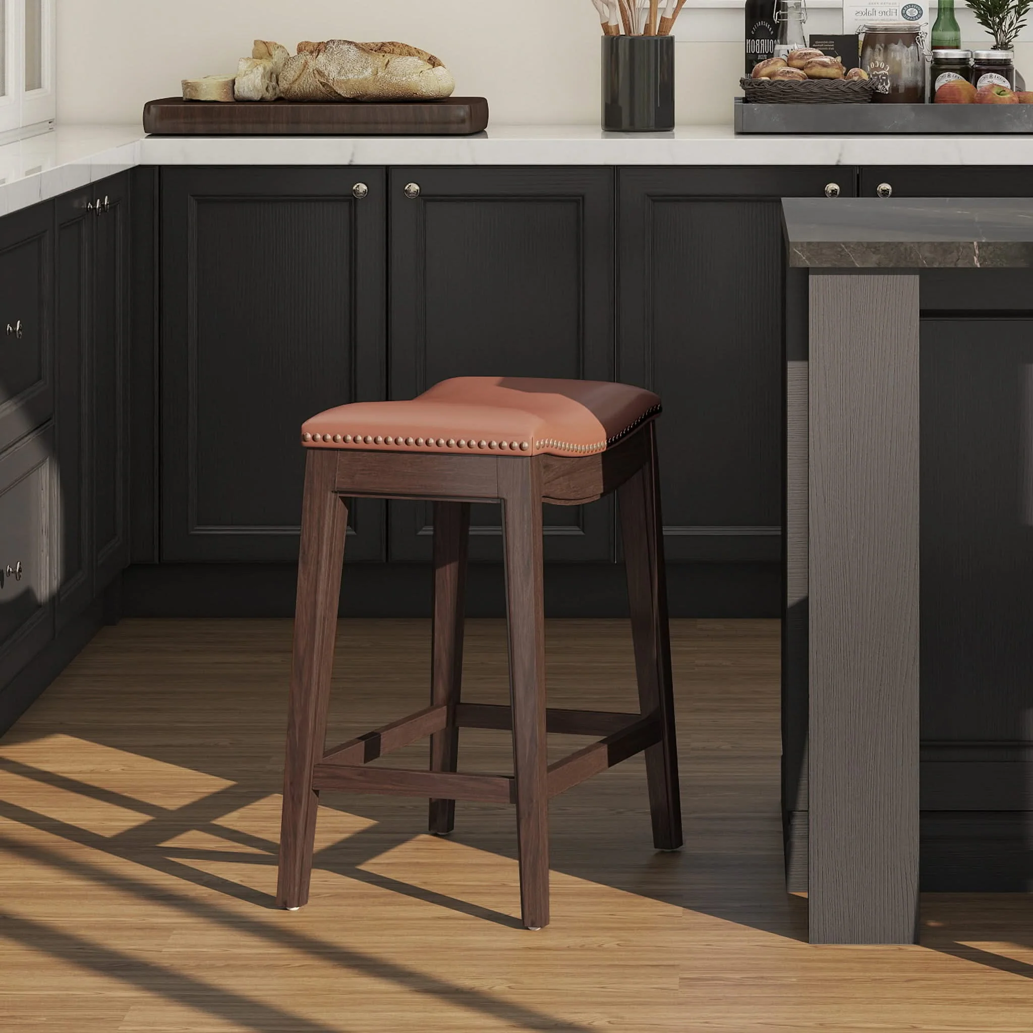 Barlow - Backless Saddle Counter Stool - Brown - Image 2