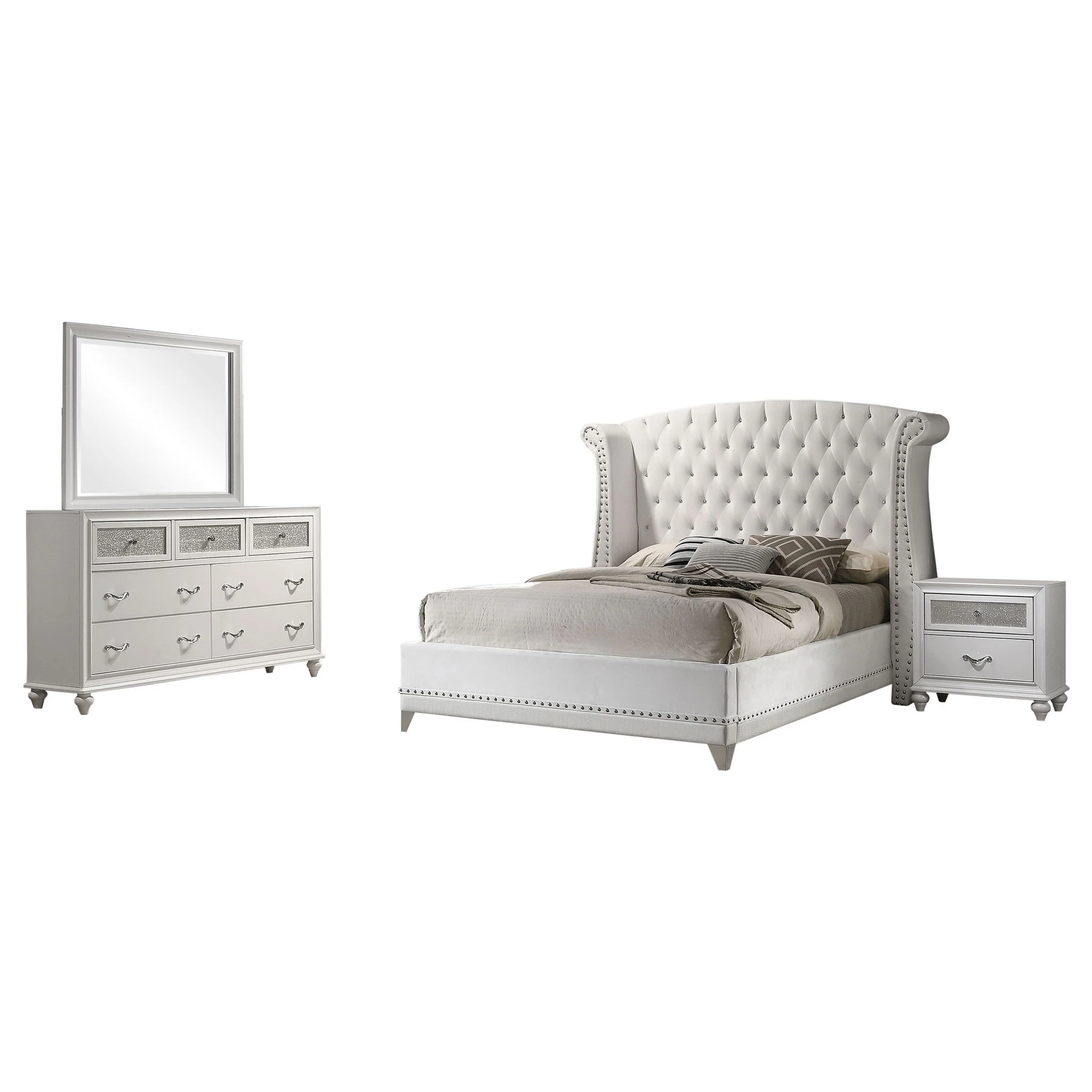 Barzini 4-piece Eastern King Bedroom Set White - Image 4