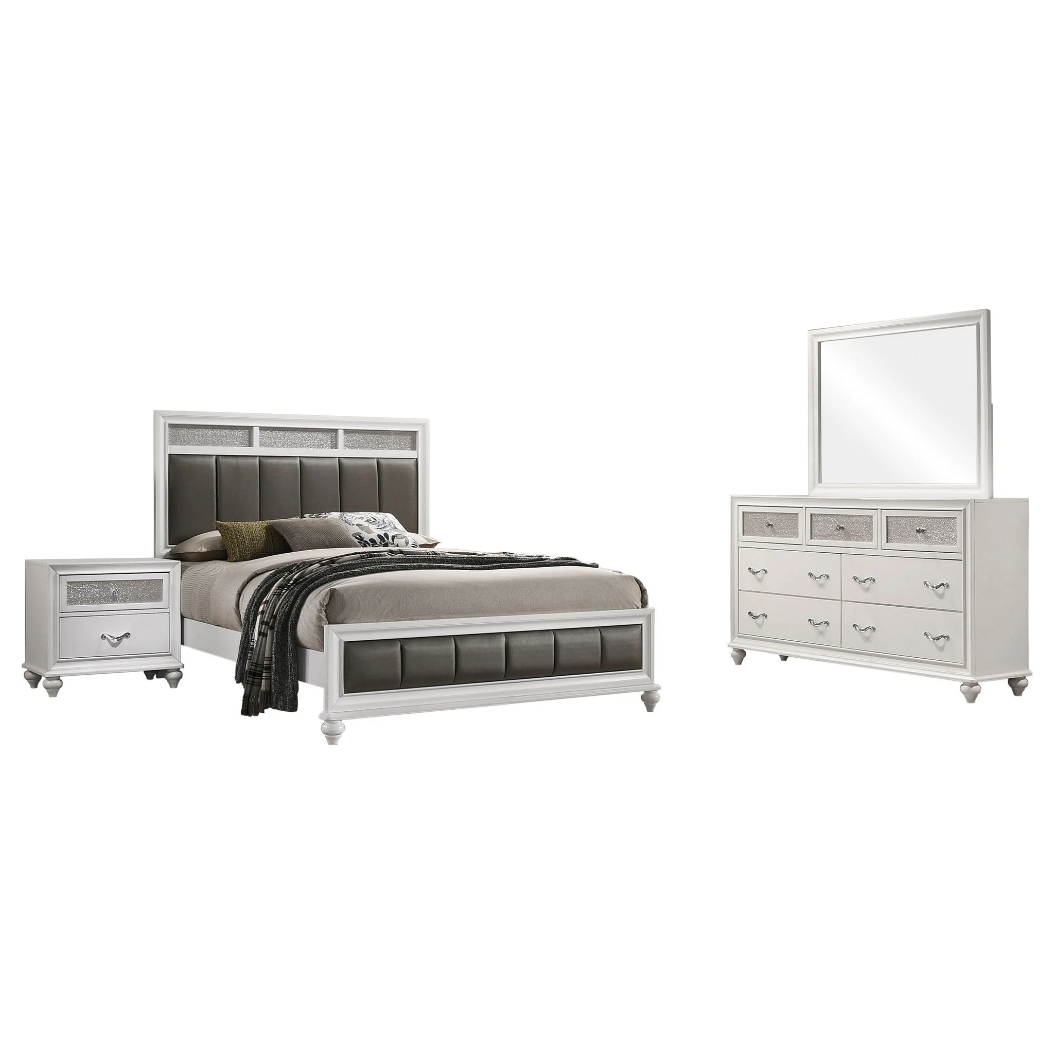 Barzini 4-piece Eastern King Bedroom Set White - Image 3