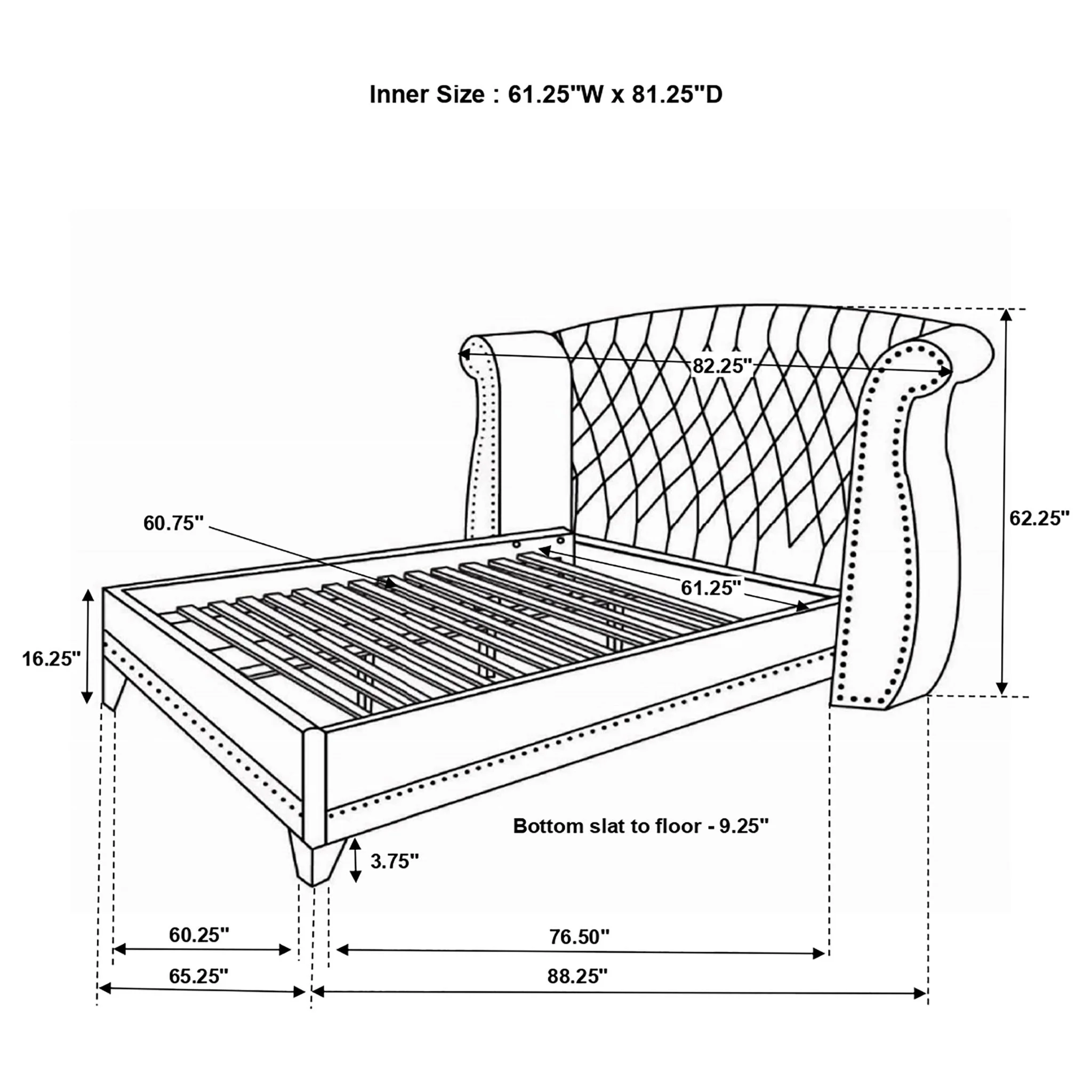 Barzini Upholstered Queen Wingback Bed White - Image 2