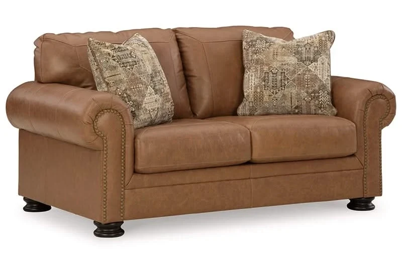 Beau Silt Top Grain Leather Traditional Loveseat - Image 3