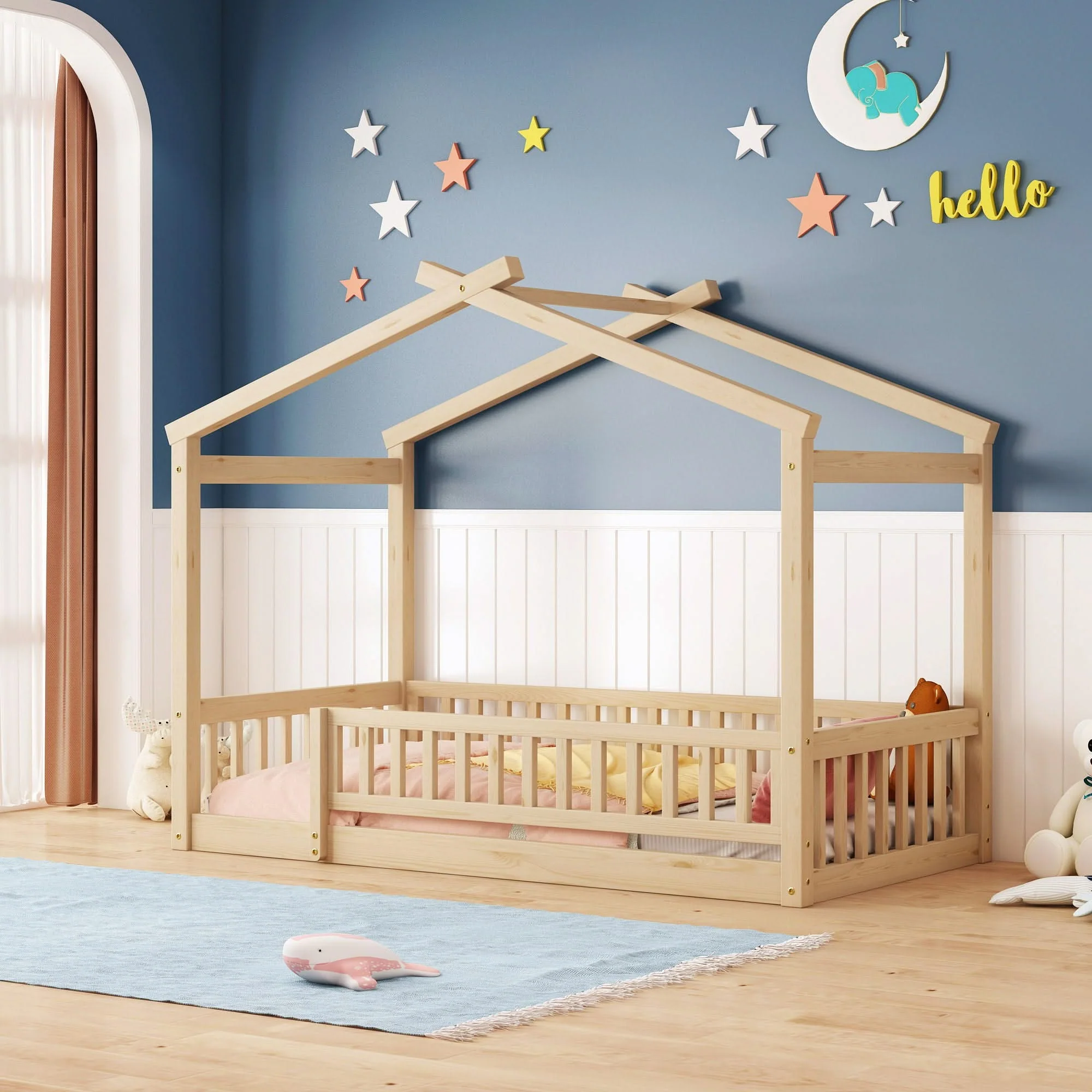 Bed House Bed Frame With Fence - Image 5