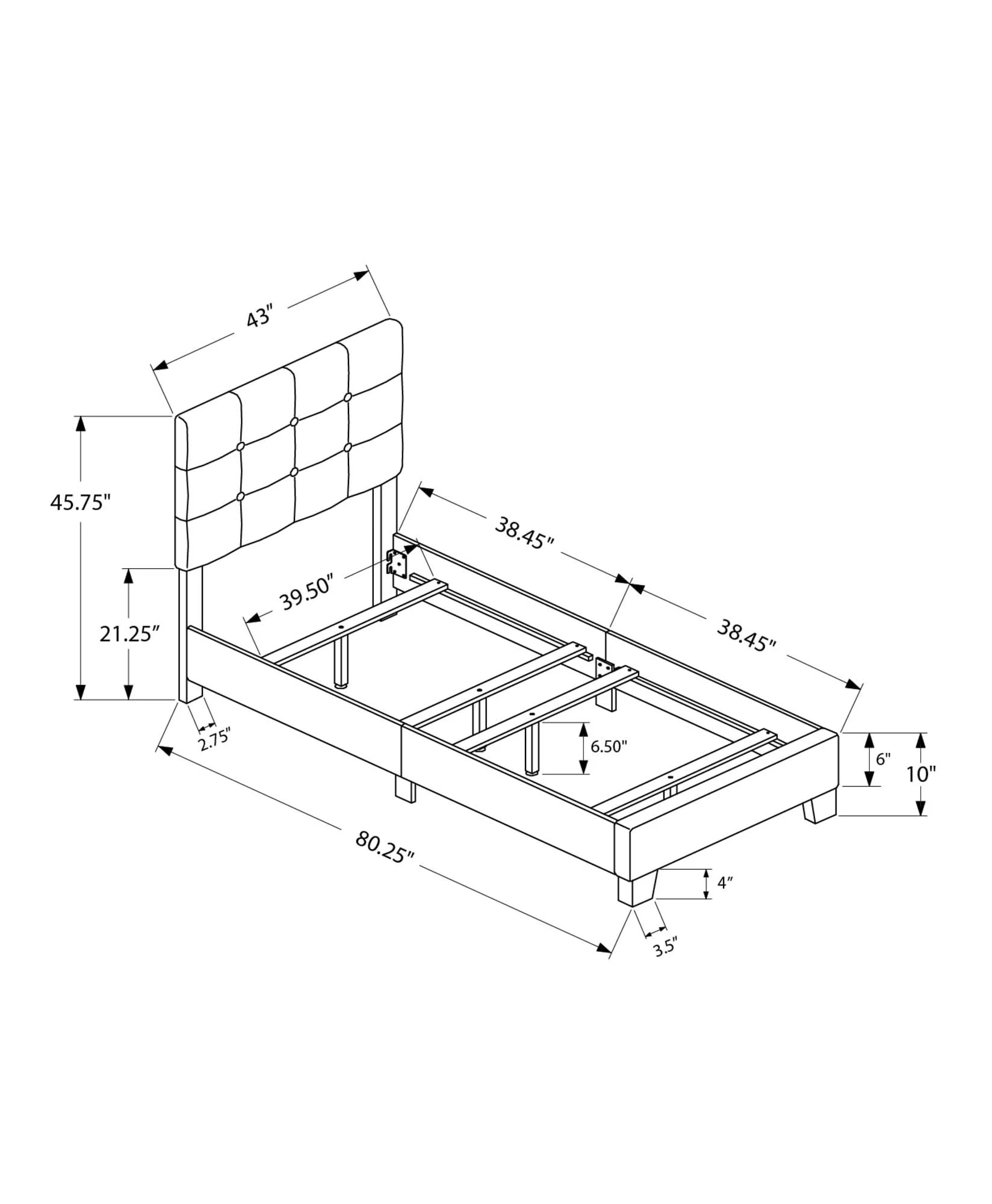 Bed, Upholstered, Frame Only, Transitional - Image 36