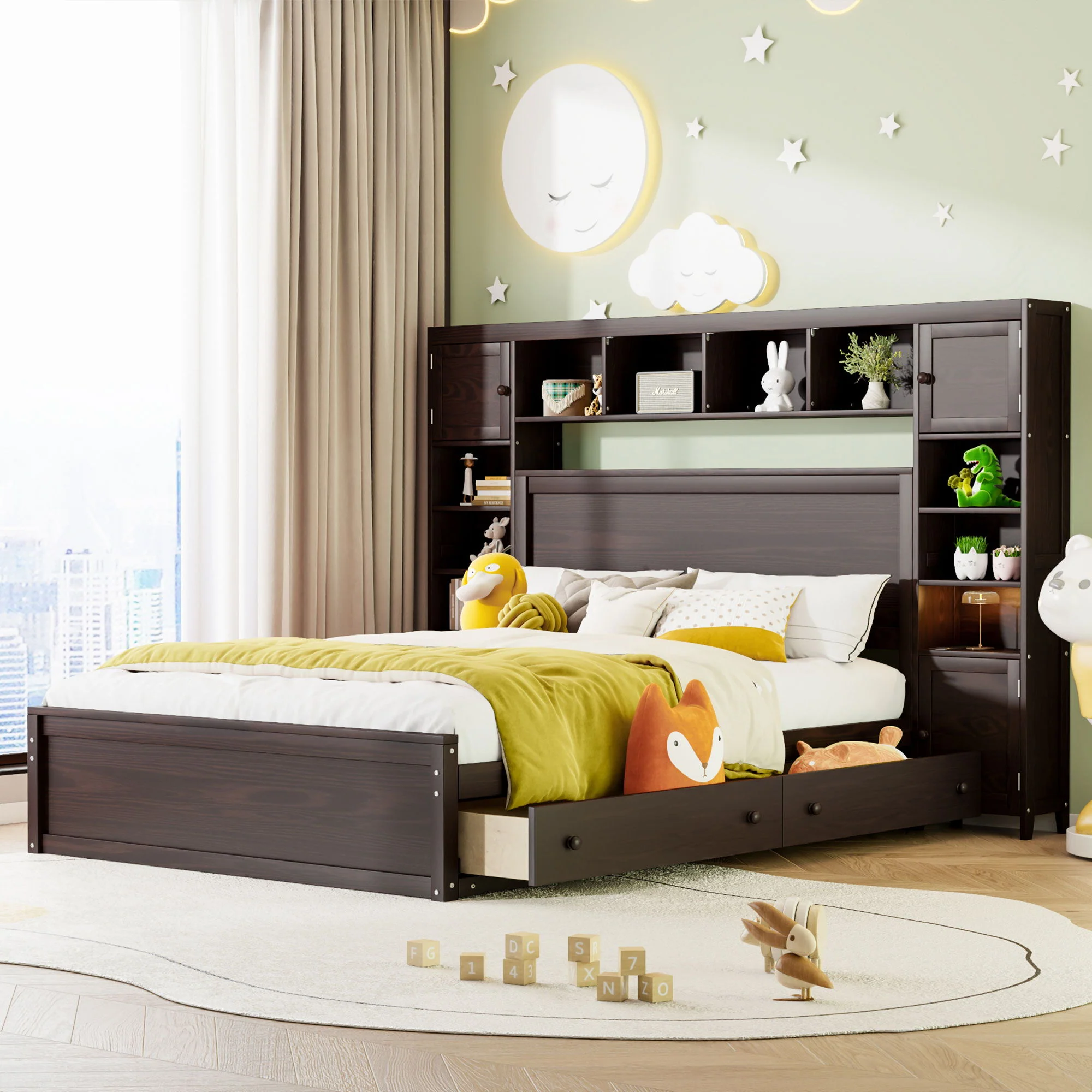 Bed With All In One Cabinet, Shelf And Sockets - Image 2