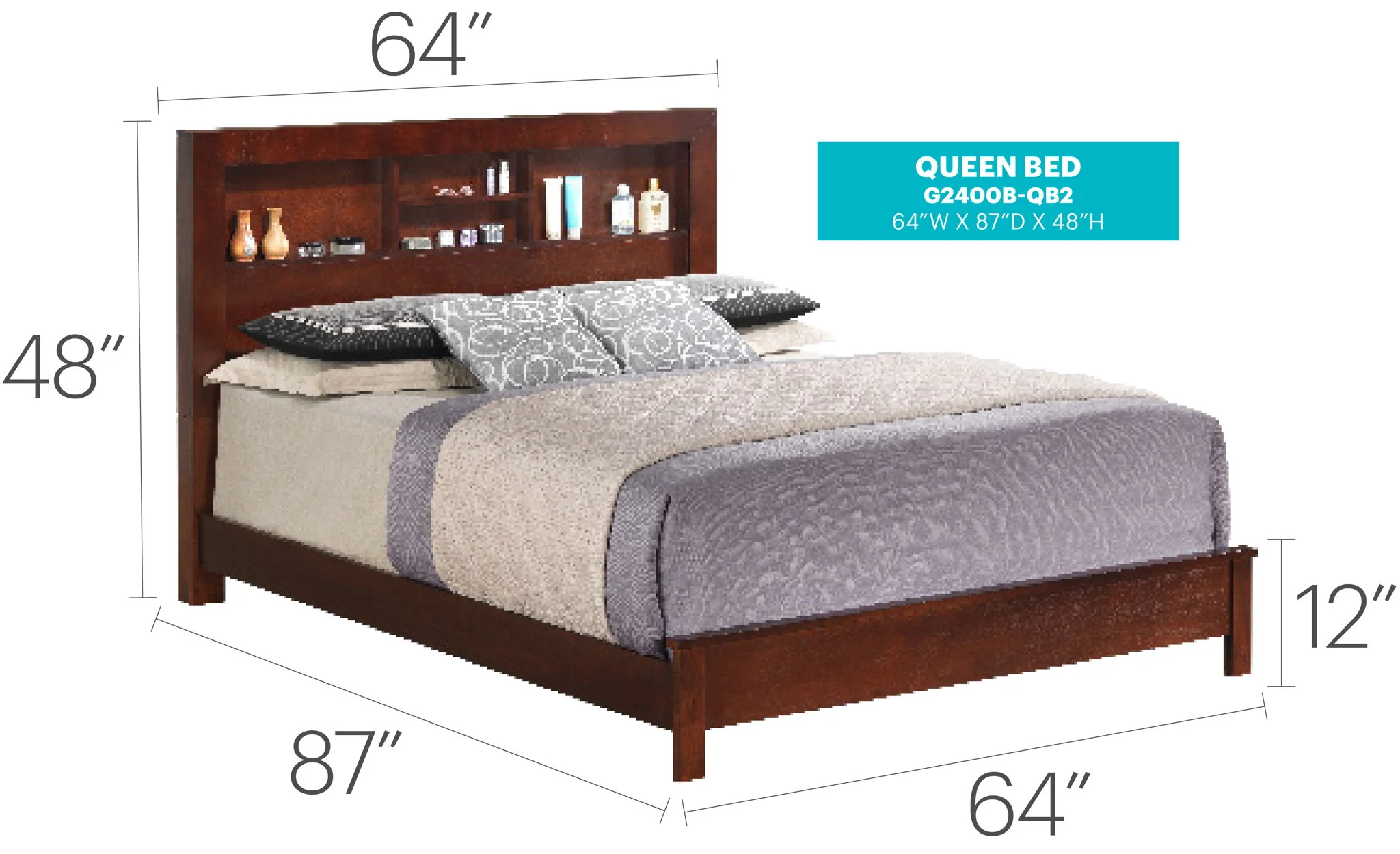 Bed With Transitional Design Stylish - Image 15