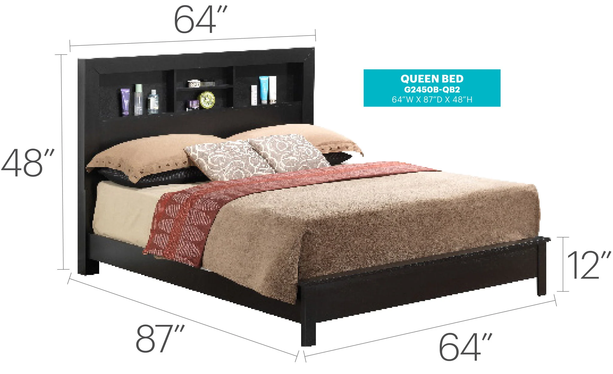Bed With Transitional Design Stylish - Image 17