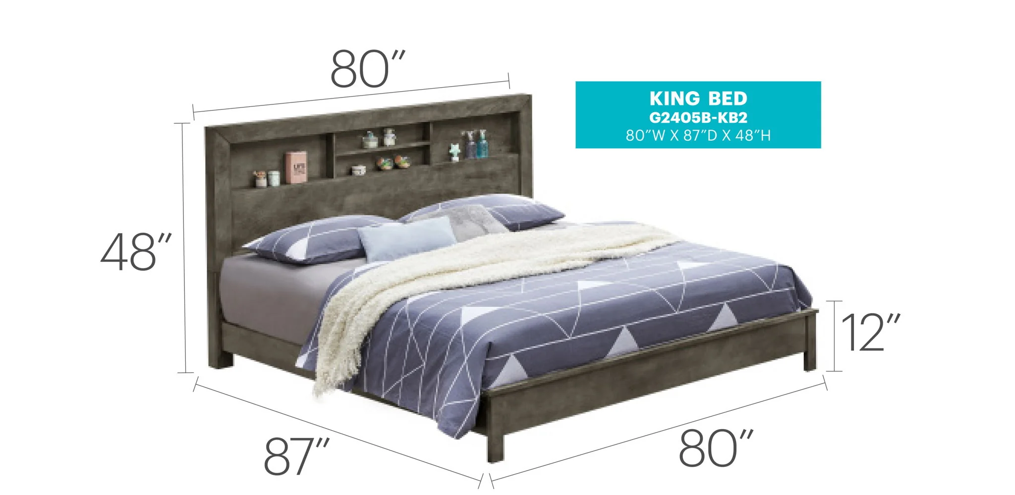 Bed With Transitional Design Stylish - Image 43