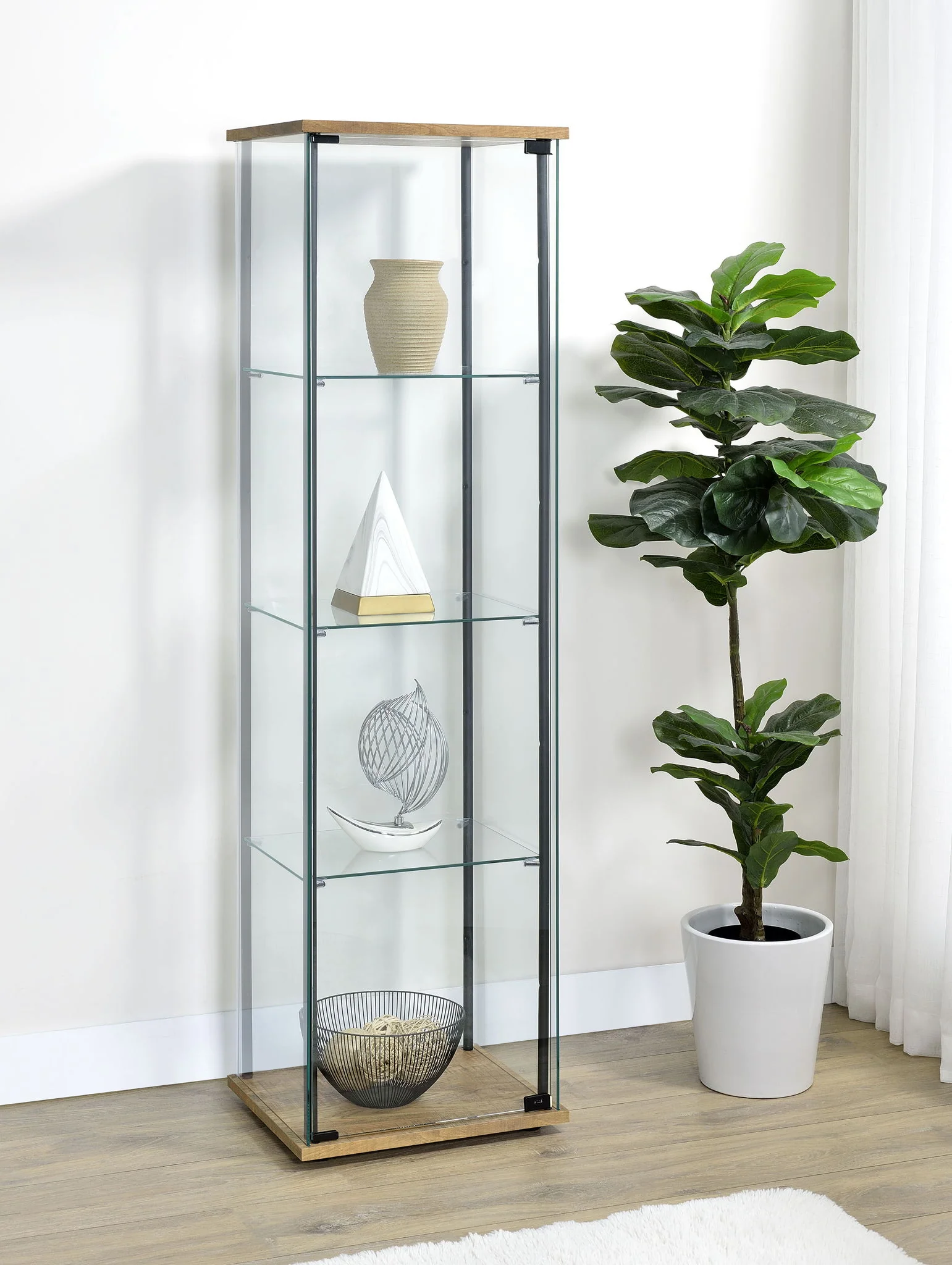 Bellatrix 3-shelf Clear Glass Curio Cabinet Mango - Image 2