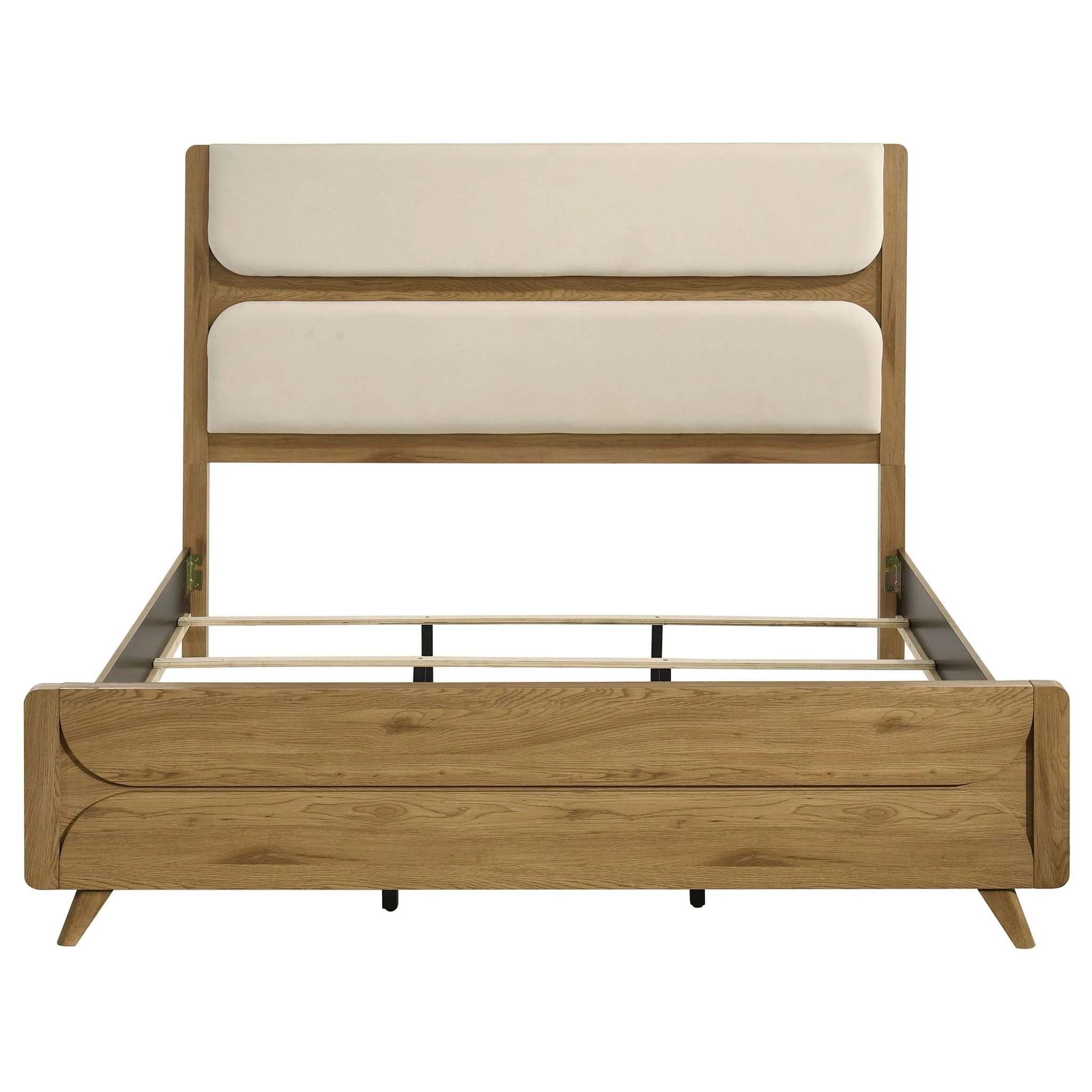 Bennett 62-inch Eastern King Upholstered Panel Bed Cream and Light Oak - Image 4