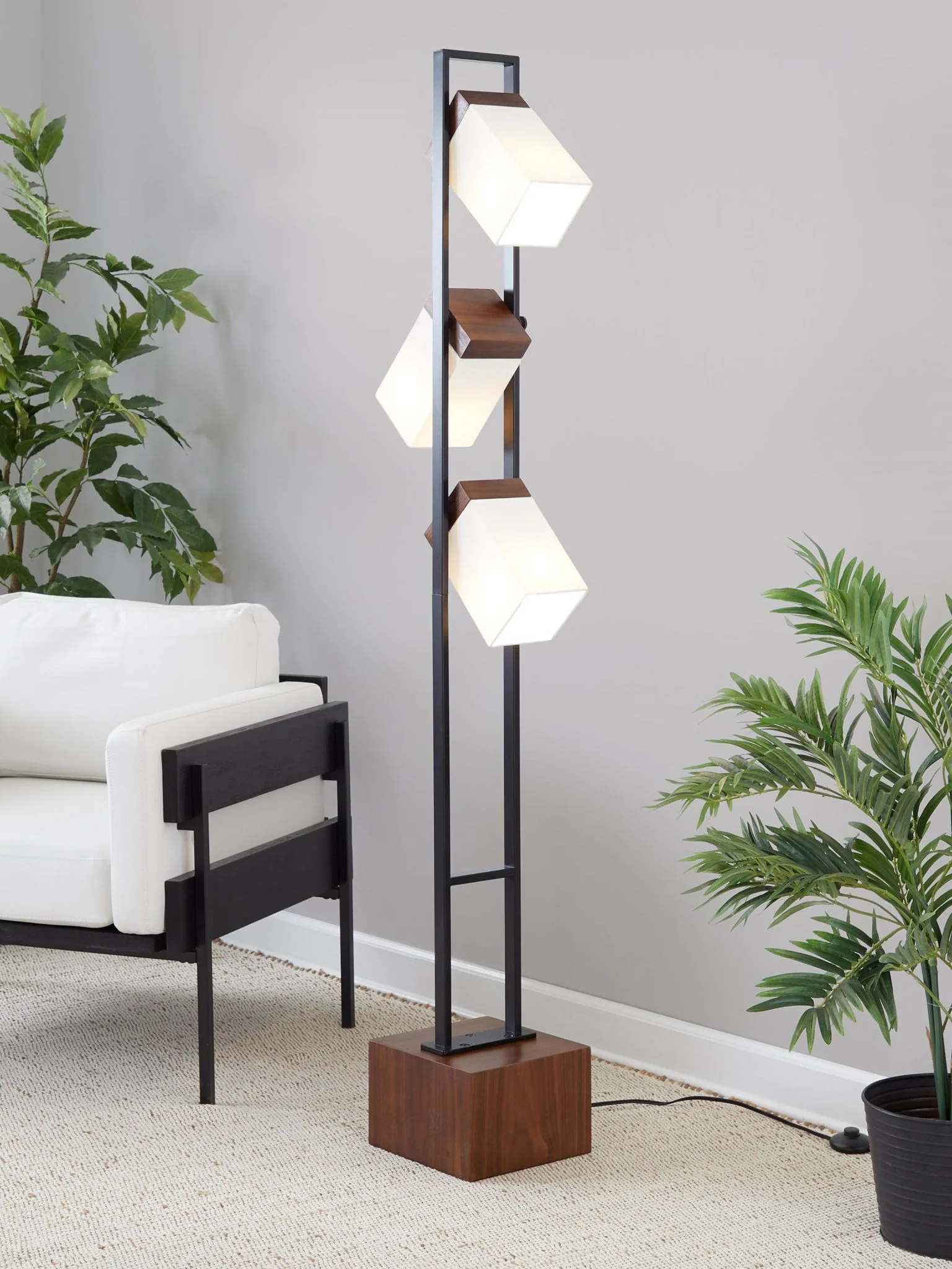 Bento - Contemporary Floor Lamp - Black / Walnut / White - Image 4