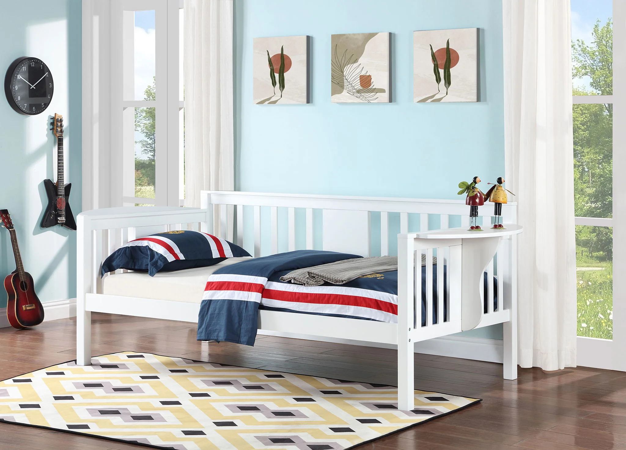 Bethany Wood Twin Daybed with Drop-down Tables White - Image 3