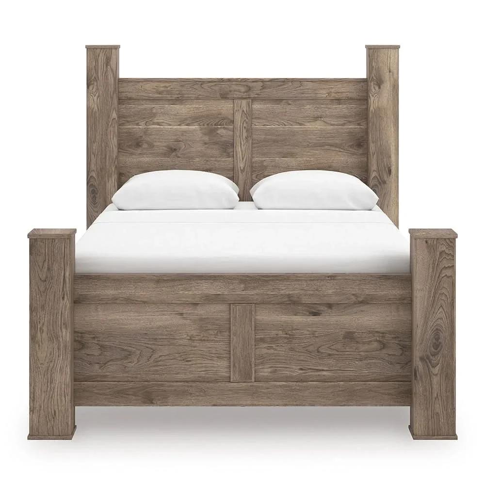 Blake Brown 5PC Bedroom Set with Poster Bed and Hickory Grain Finish - Image 3