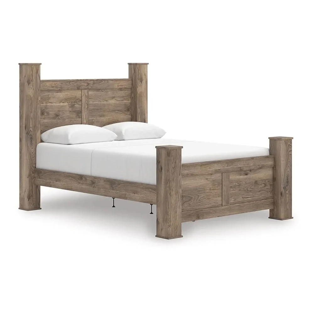 Blake Brown 5PC Bedroom Set with Poster Bed and Hickory Grain Finish - Image 4