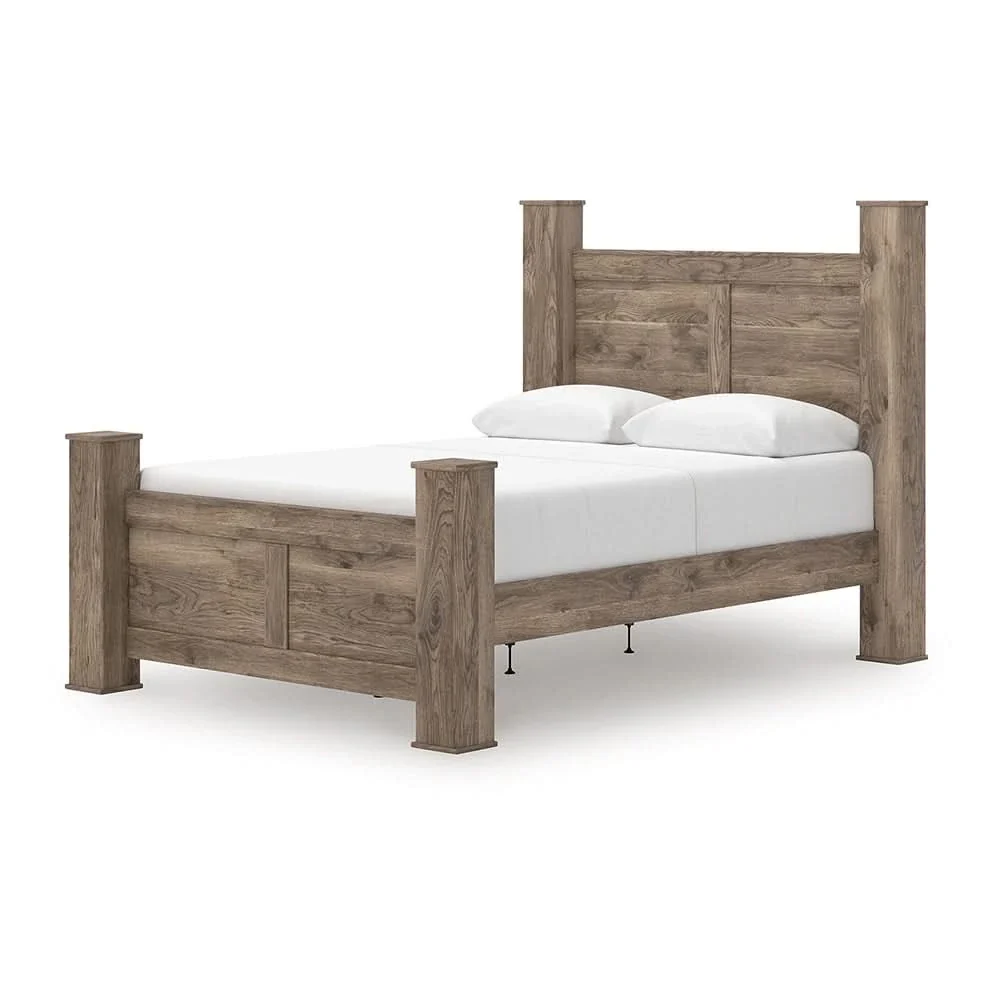 Blake Brown 5PC Bedroom Set with Poster Bed and Hickory Grain Finish - Image 5