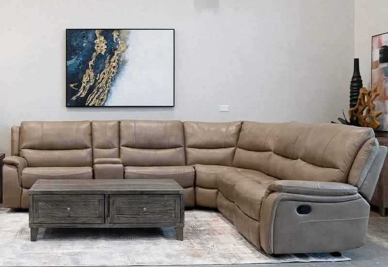 Bolero Mushroom Gray 6 PC Manual Reclining Sectional with Storage Console - Image 4