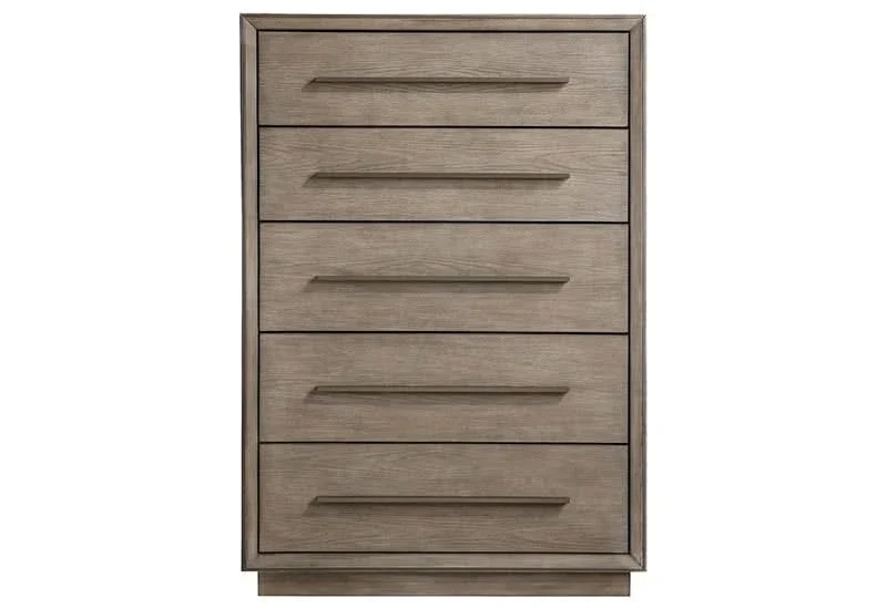 Boulevard Taupe Oak 5 Drawer Chest with Modern Vertical Storage - Image 3