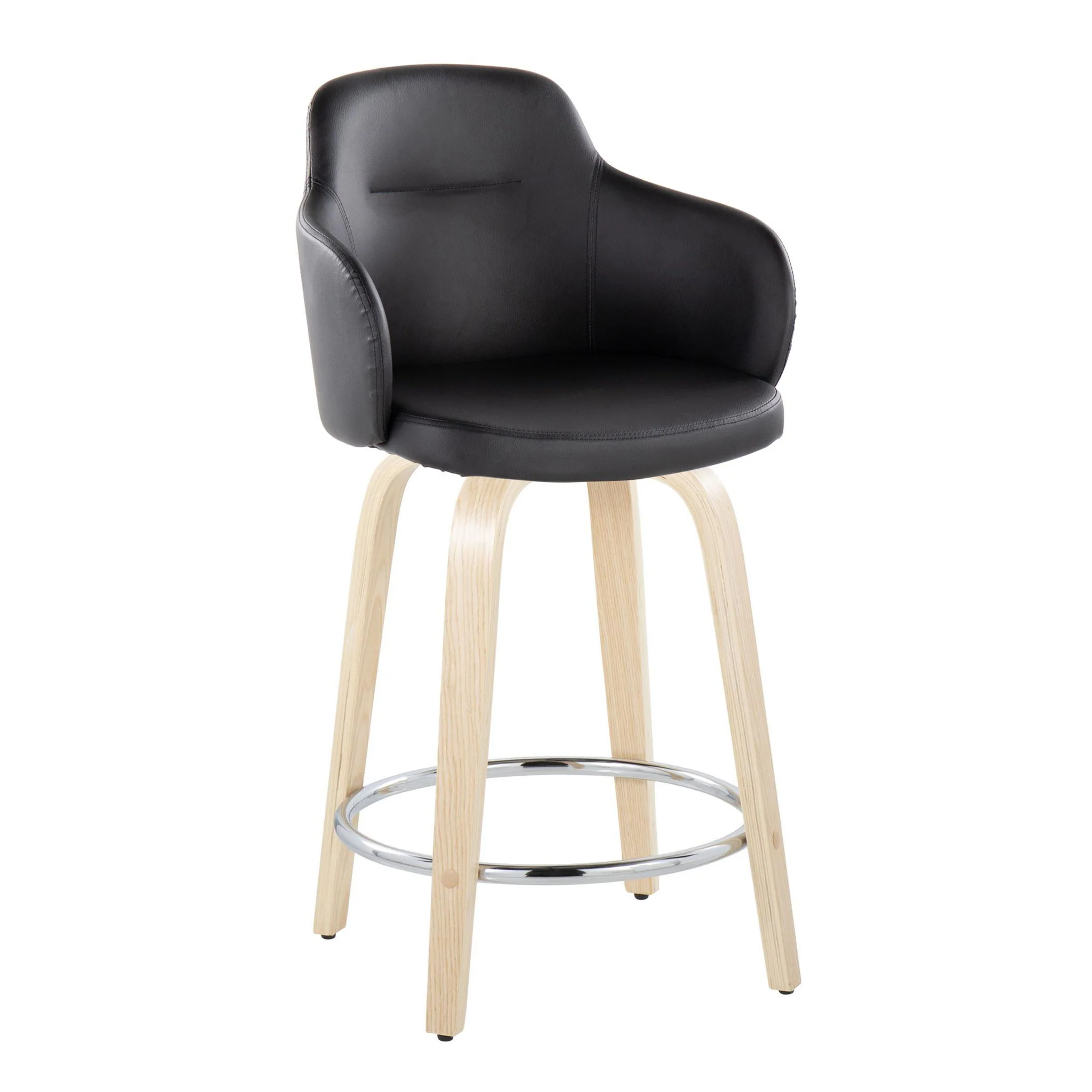 Boyne - Contemporary Fixed Height Counter Stool & Swivel With Round Footrest (Set of 2) - Image 2