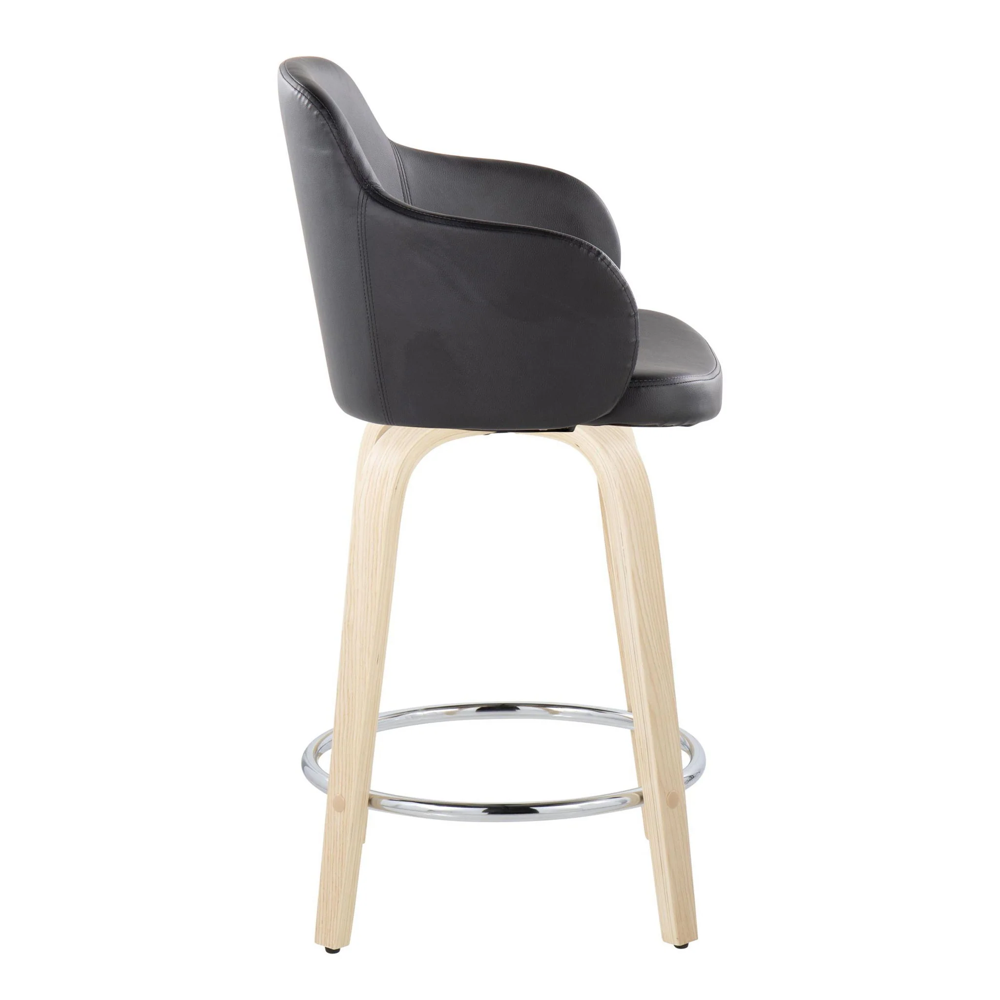 Boyne - Contemporary Fixed Height Counter Stool & Swivel With Round Footrest (Set of 2) - Image 4
