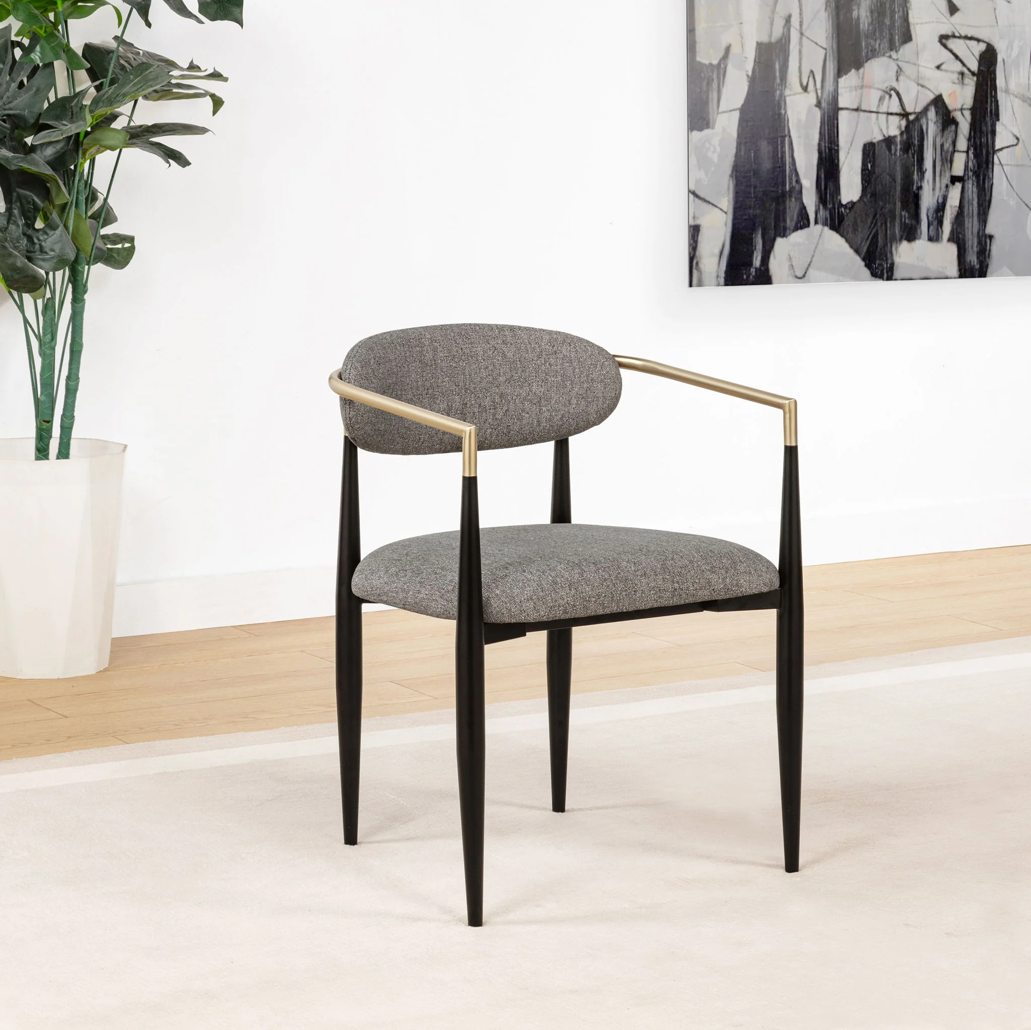 Bradbury Fabric Upholstered Dining Arm Chair Grey (Set of 2) - Image 2