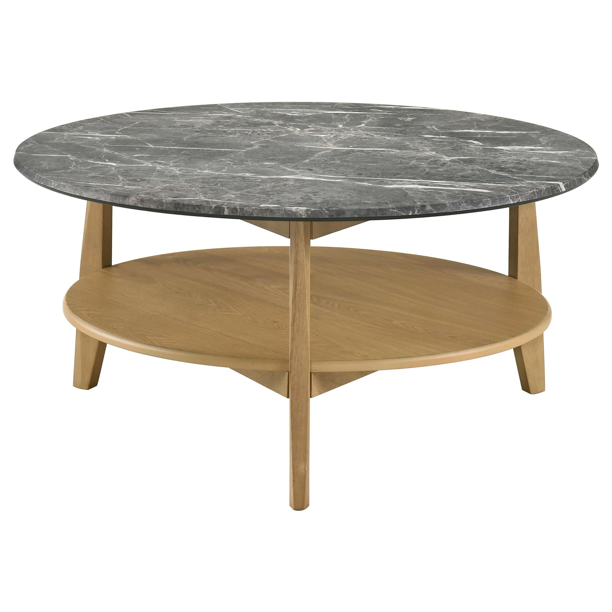 Bradley Round SmartTop Cocktail Coffee Table Grey and Natural - Image 3