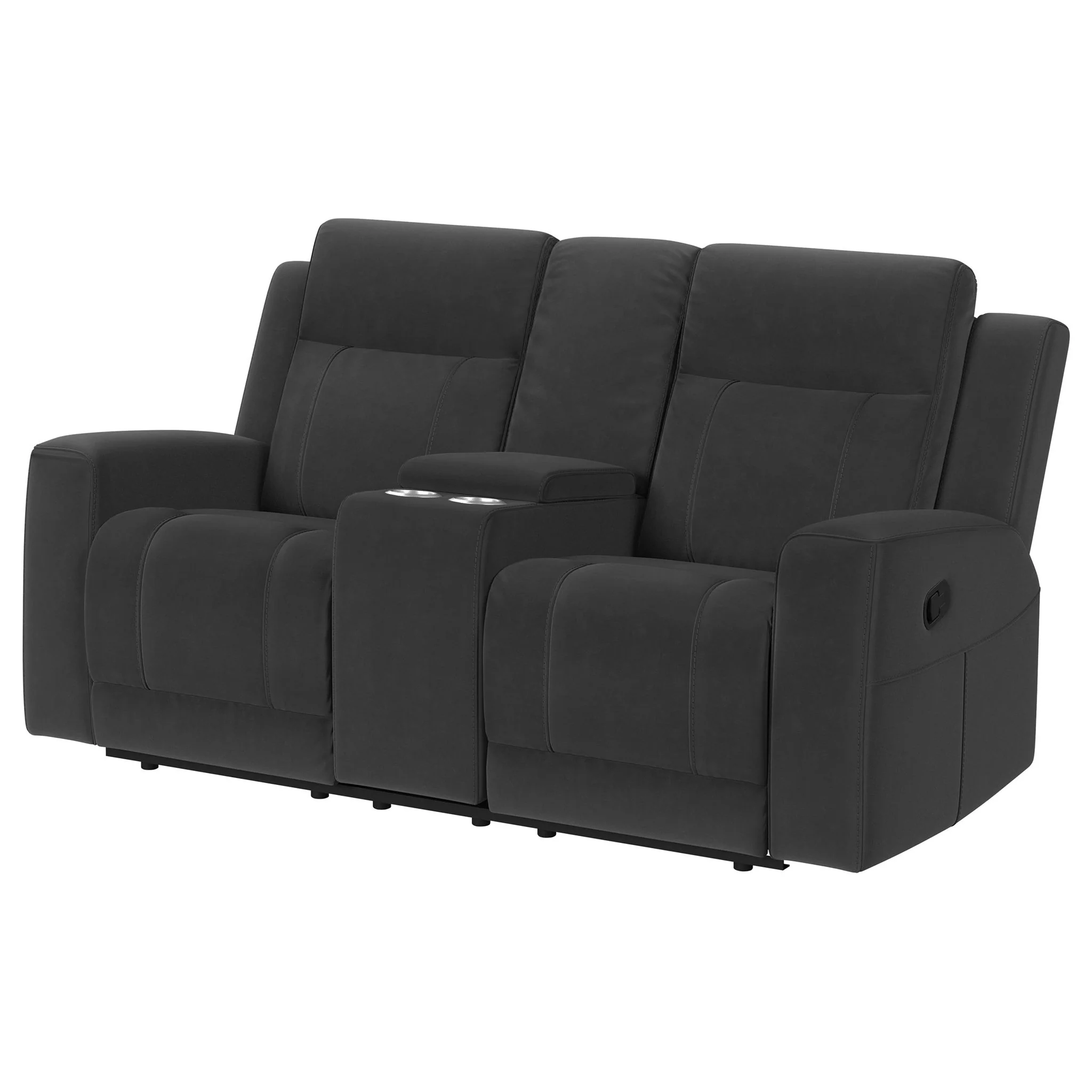 Brentwood Upholstered Reclining Loveseat Dark Charcoal - Image 2