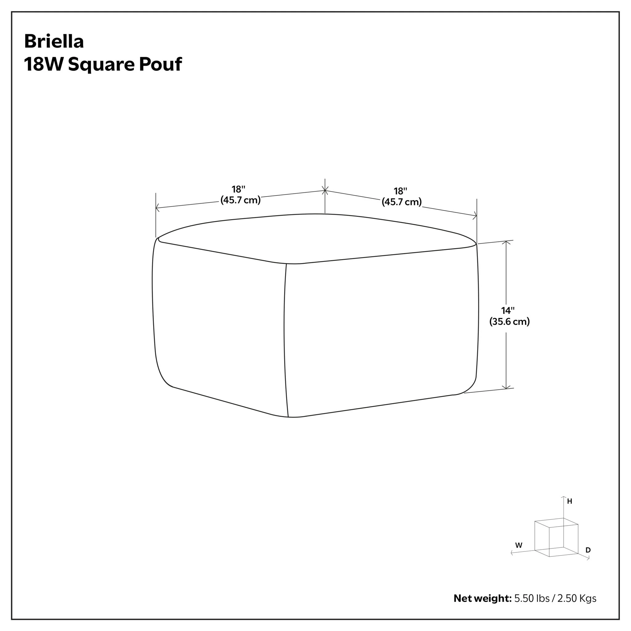 Briella - Square Woven Outdoor / Indoor Pouf - Gray / White - Image 3